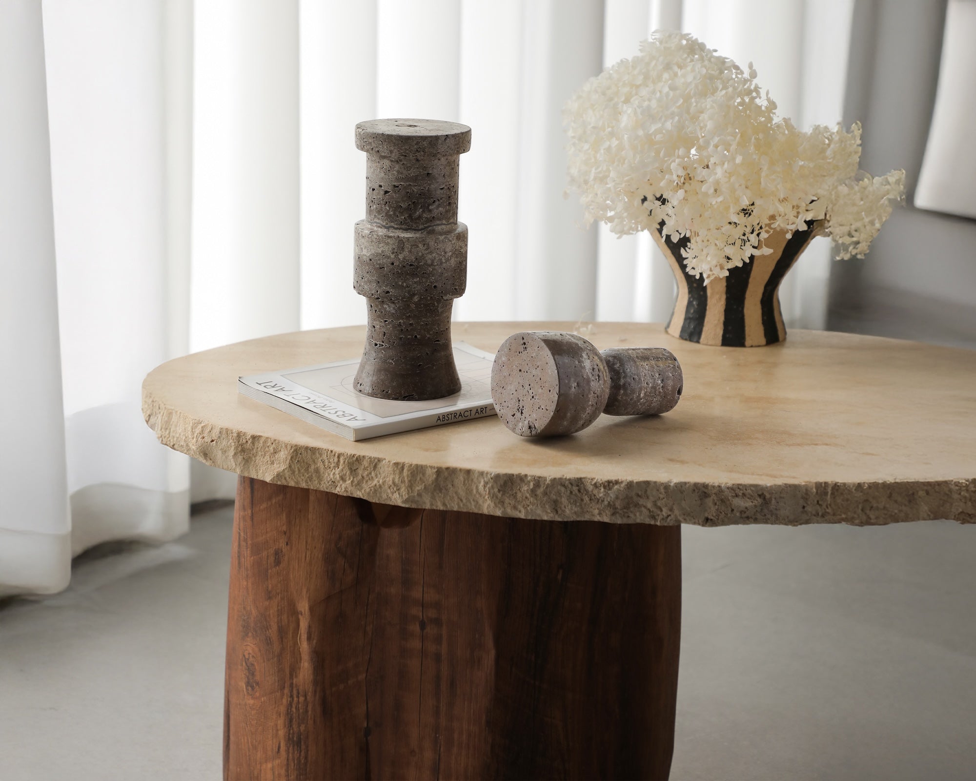 Tasso Candle Holder - Dark Brown Marble