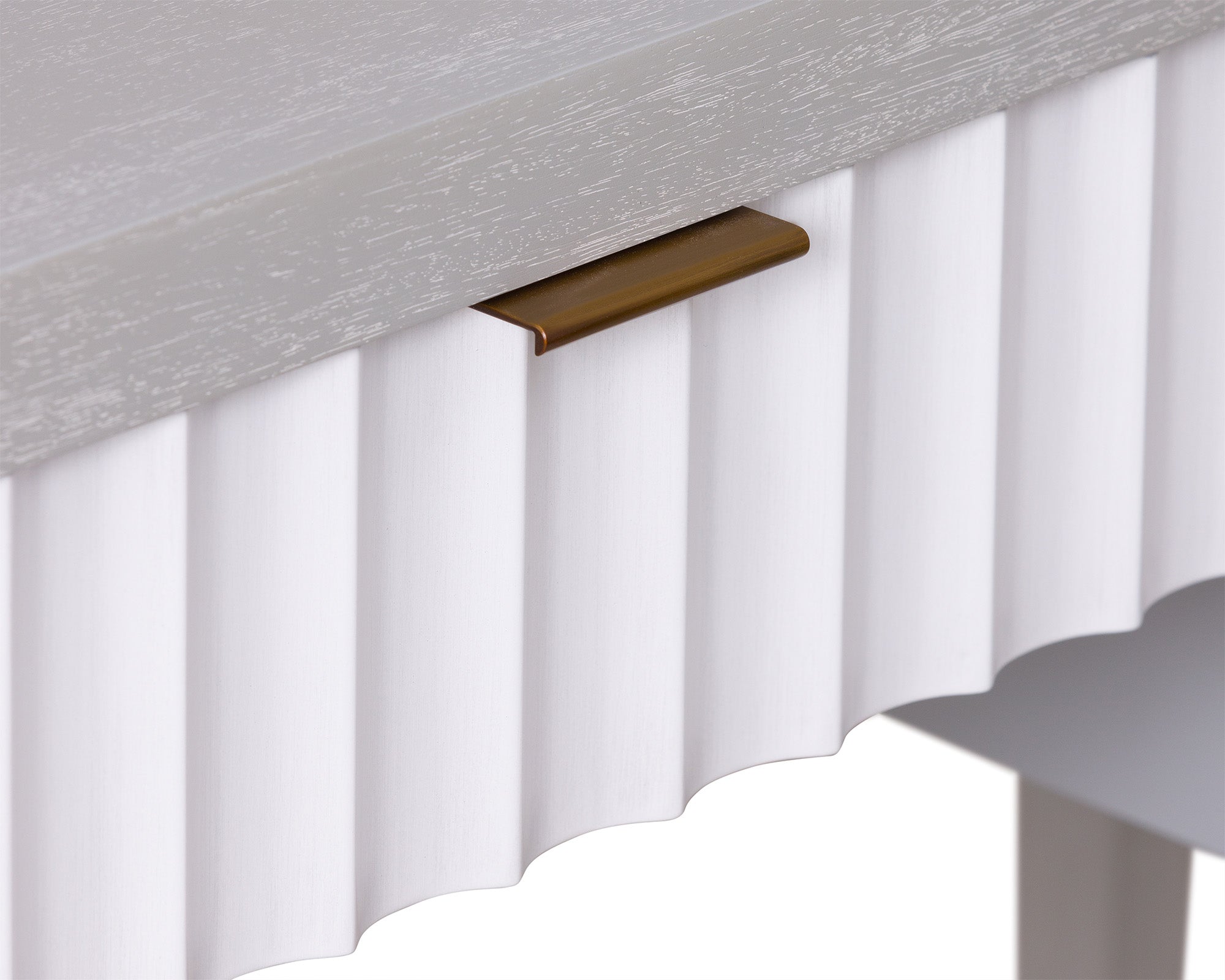 Malibu Console Table  -  Grey Satin Veneer, Hairline White & Red Lining