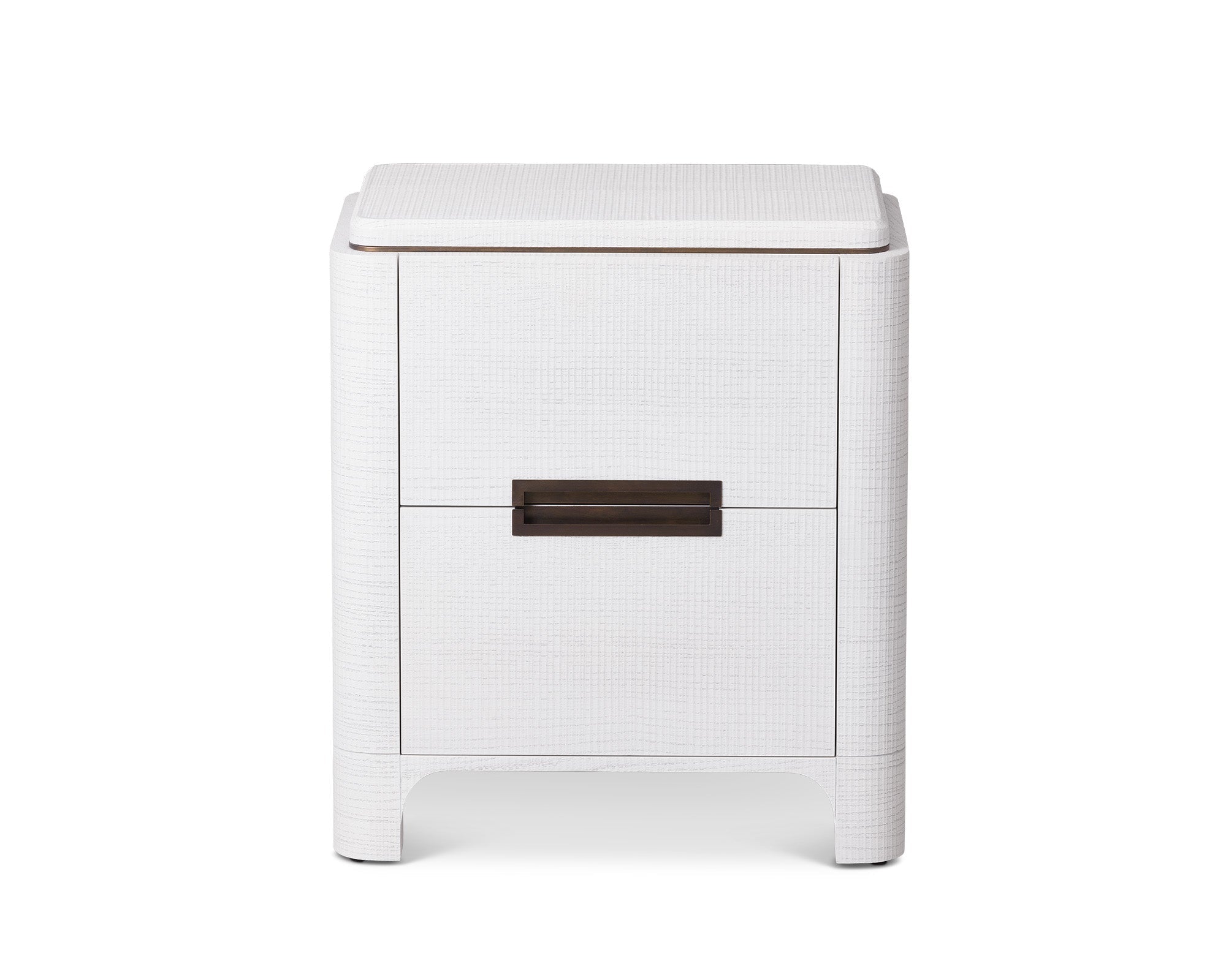 Vitros Bedside Table  -   White Saw Cut Oak and Antique Brushed Brass