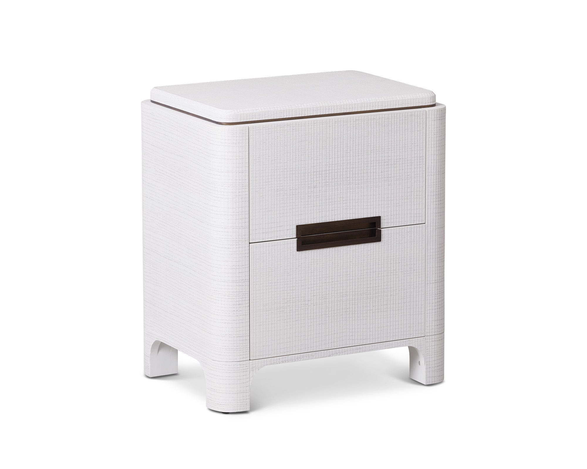 Vitros Bedside Table  -   White Saw Cut Oak and Antique Brushed Brass