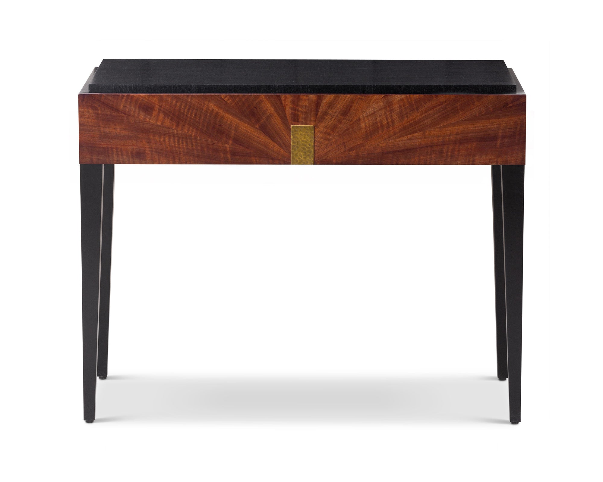 Beverly Console Table  -  Brown Wood and Hammered Brass