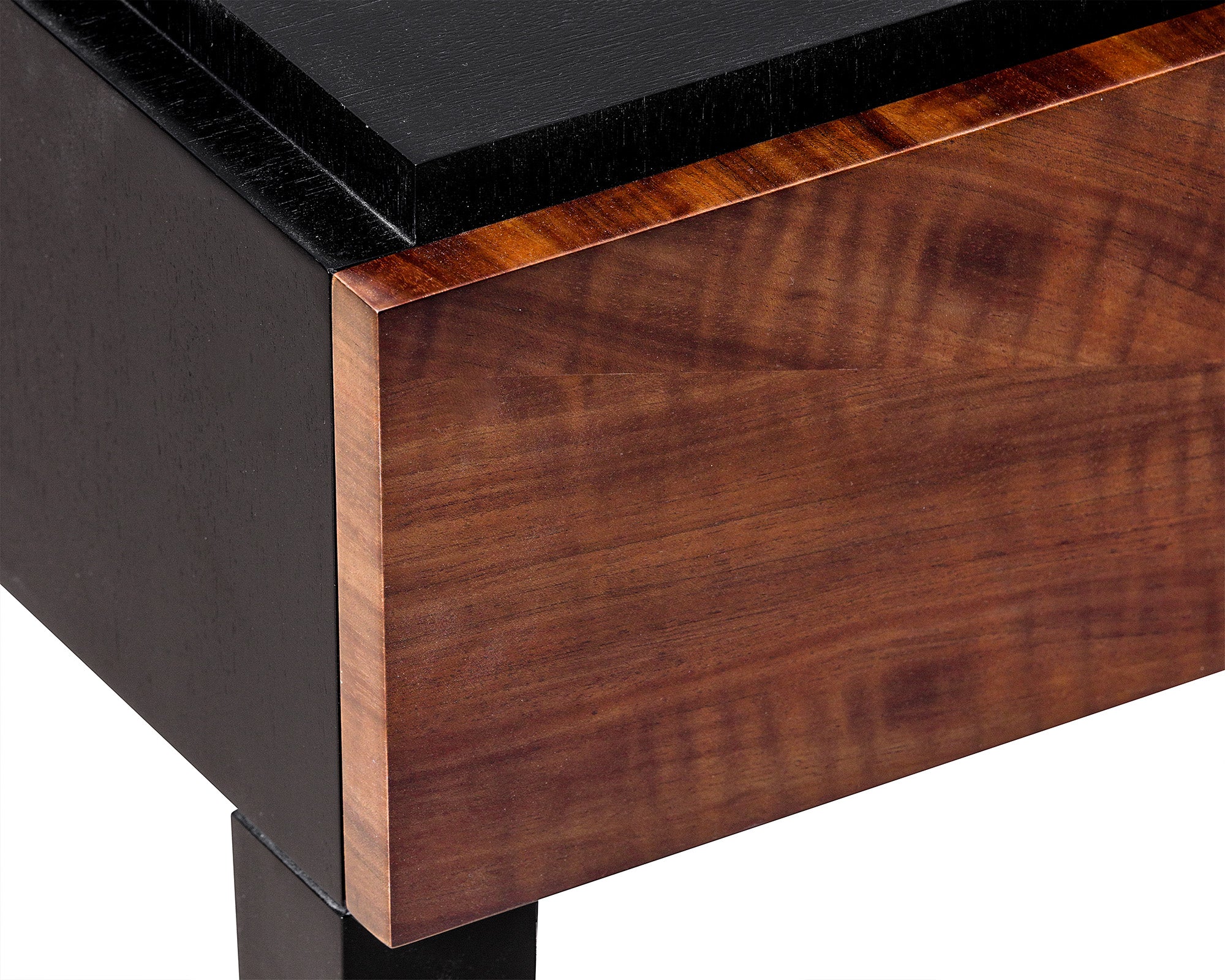 Beverly Console Table  -  Brown Wood and Hammered Brass