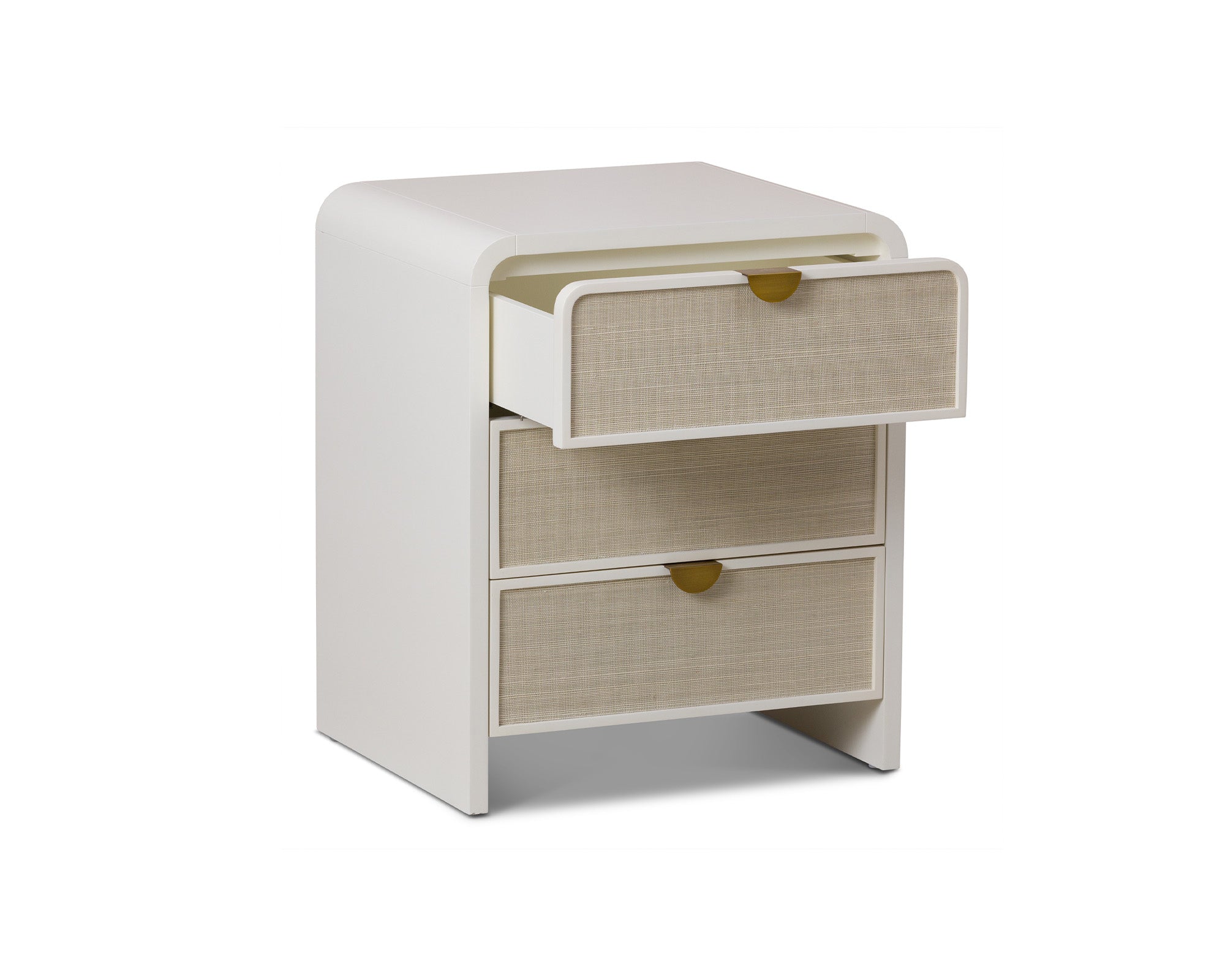 Venice Bedside Table - Cloud White and Brushed Brass