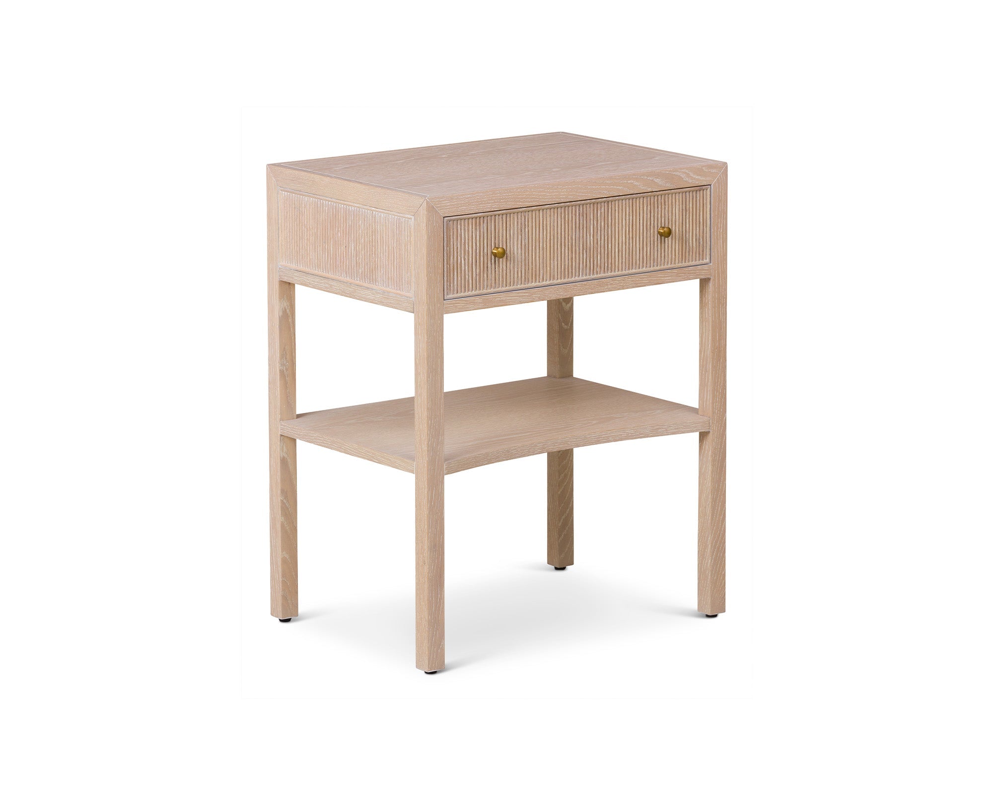 Toronto Bedside Table - Natural White Oak and Brass