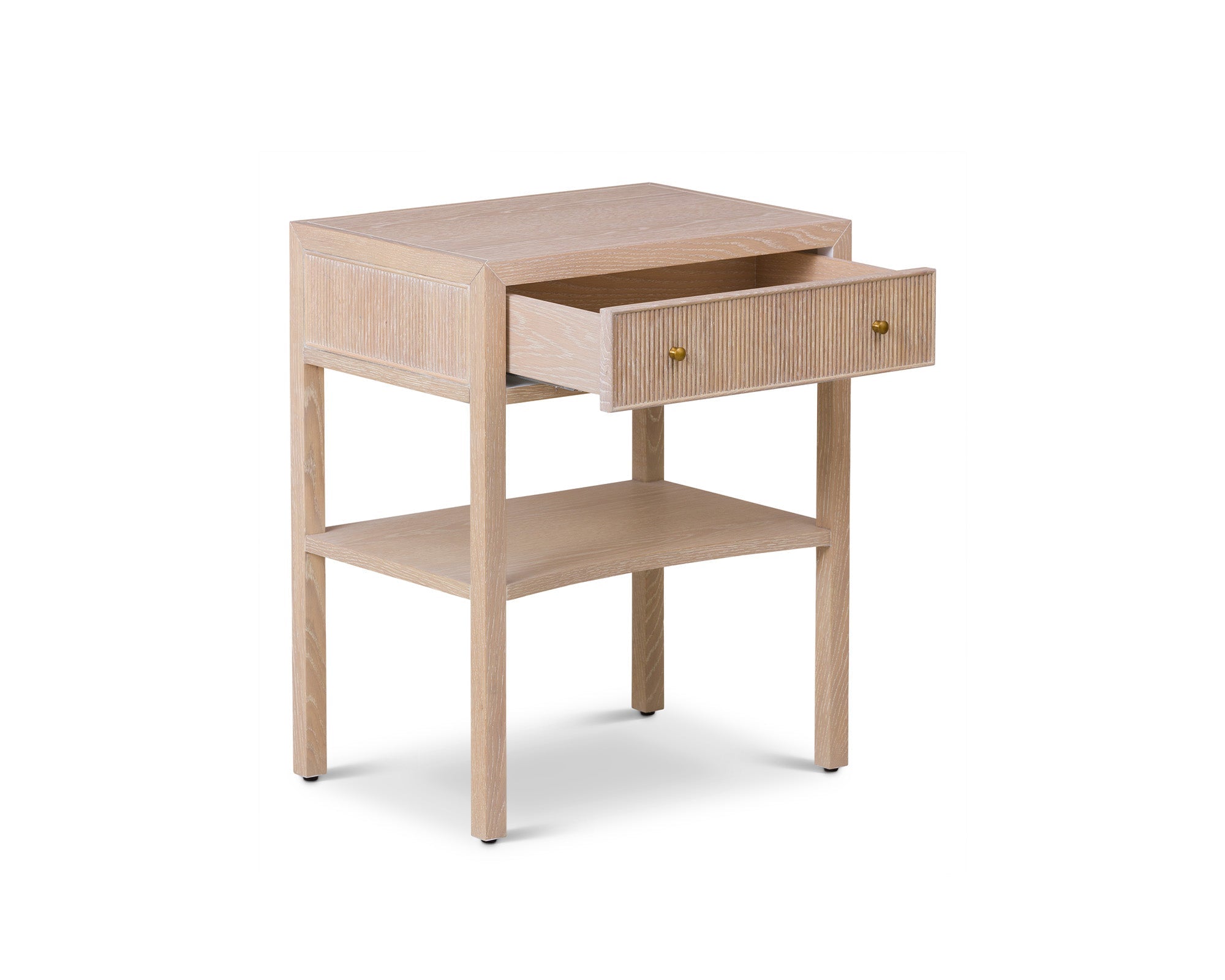Toronto Bedside Table - Natural White Oak and Brass
