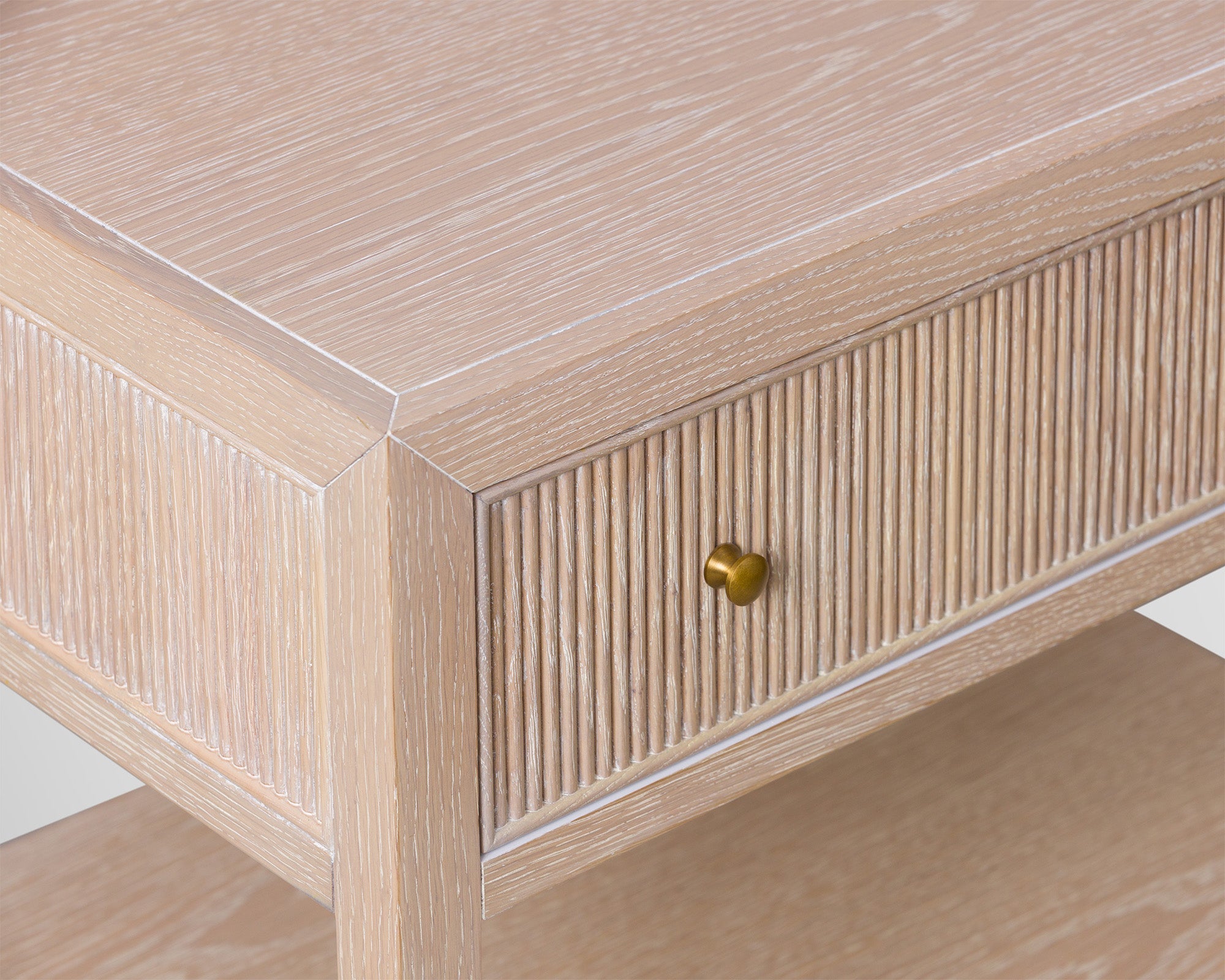 Toronto Bedside Table - Natural White Oak and Brass