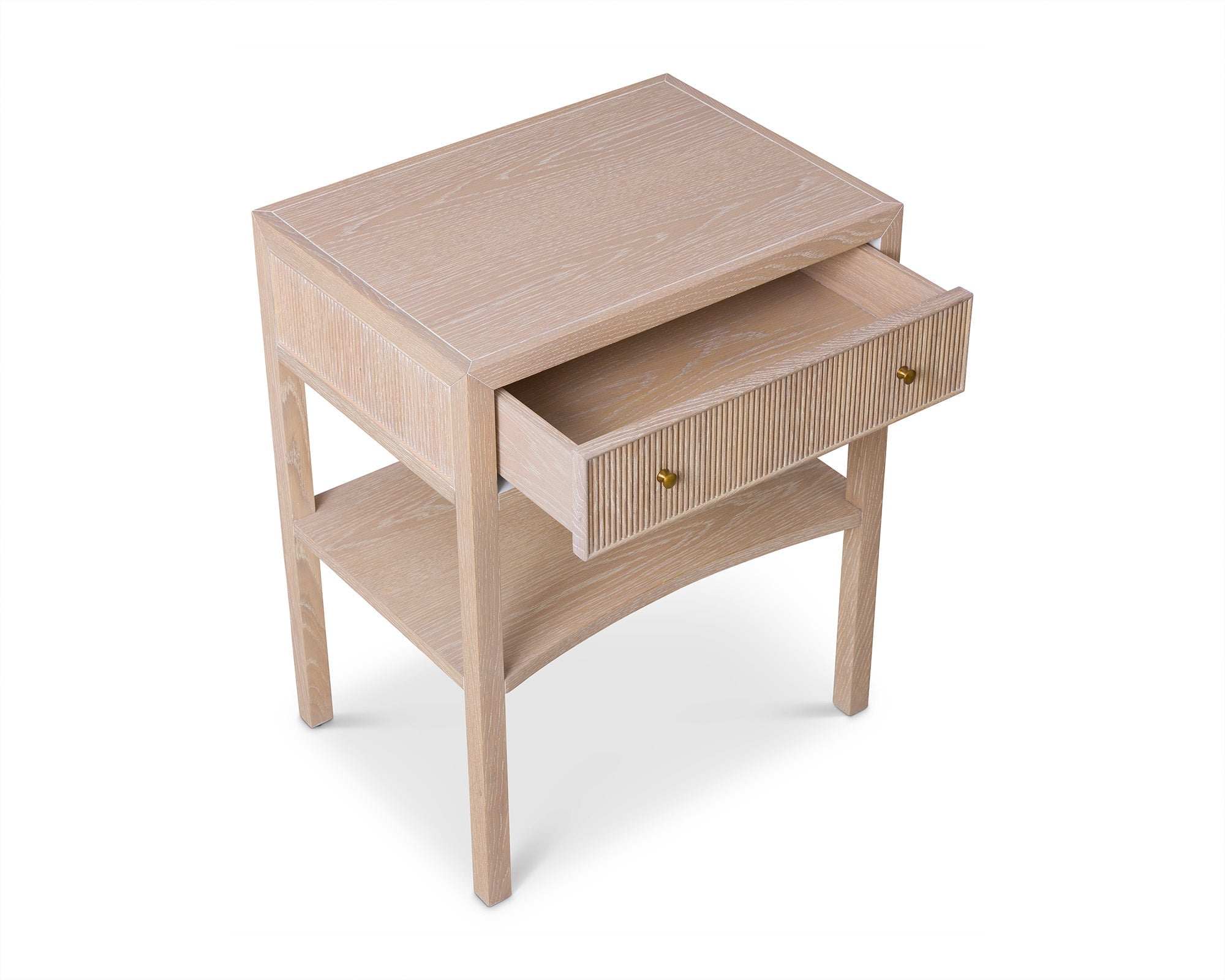 Toronto Bedside Table - Natural White Oak and Brass