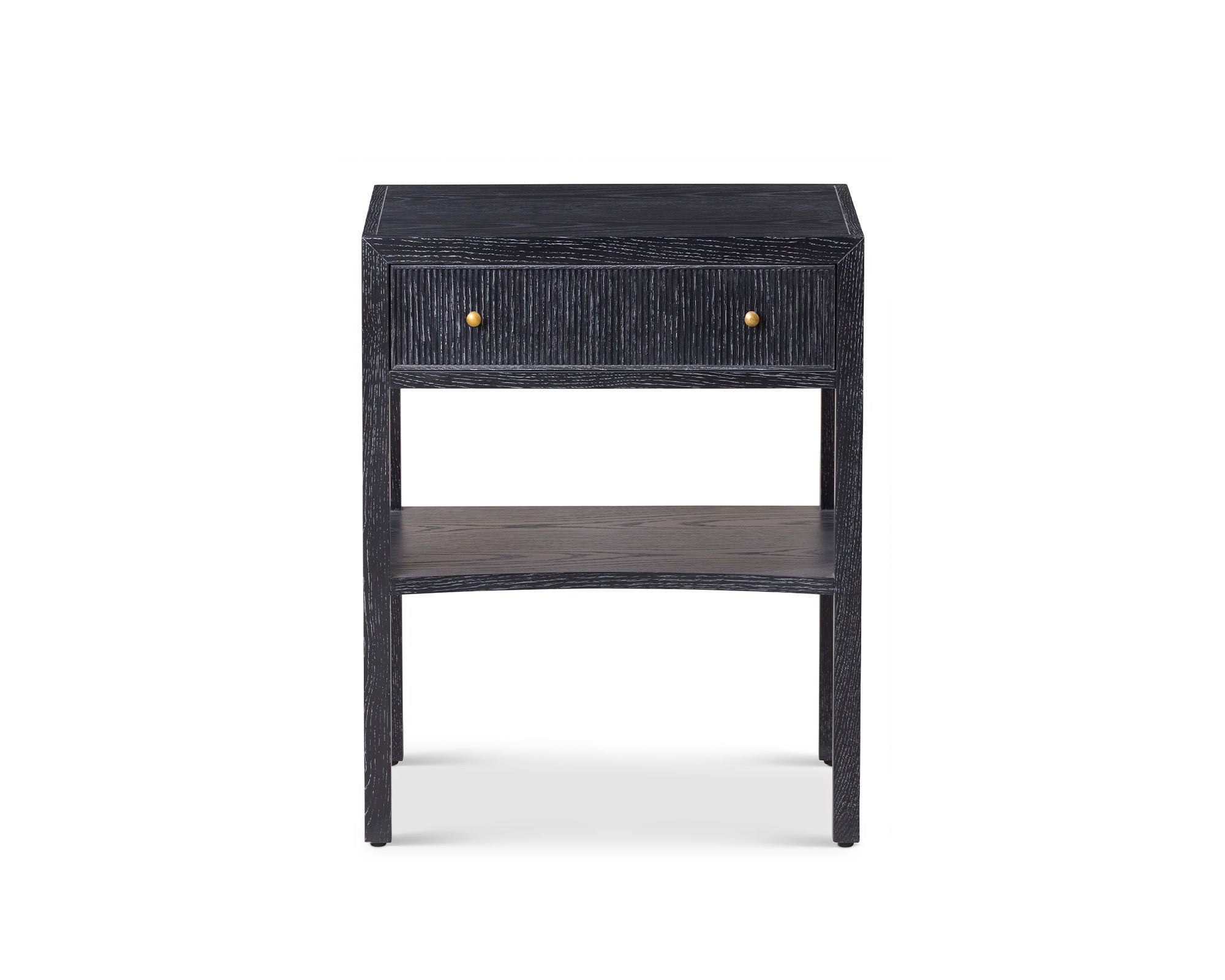 Toronto Bedside Table - Black Ceruse Oak and Brass