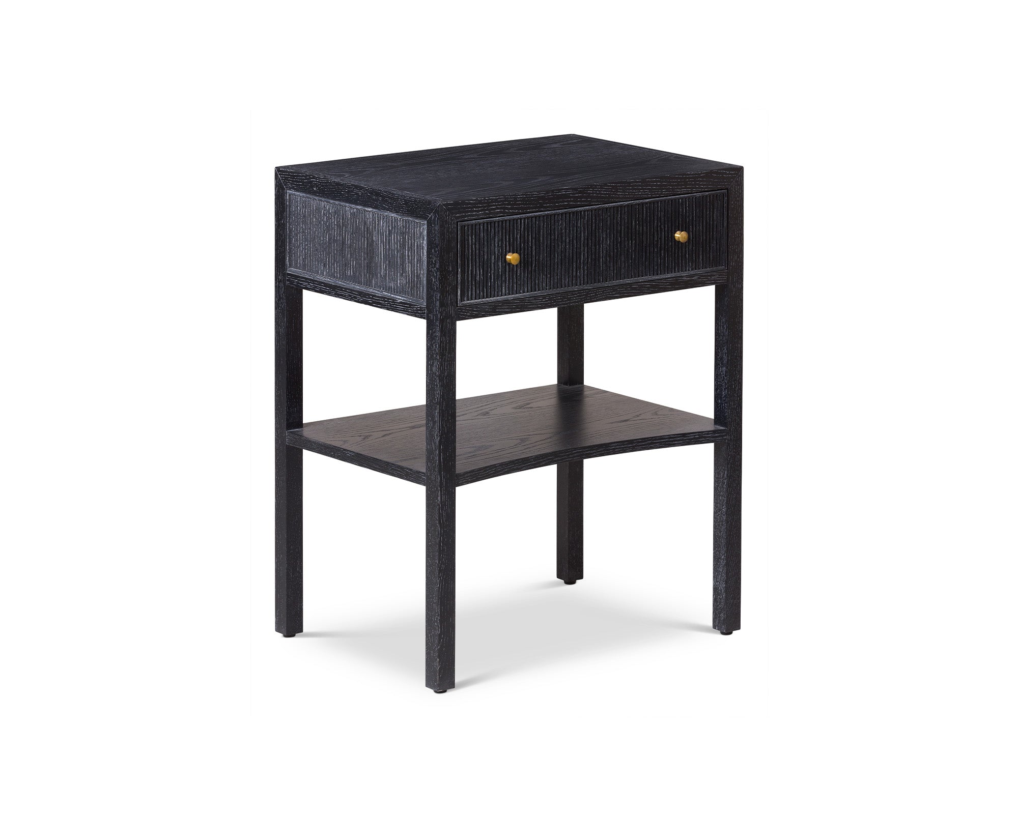 Toronto Bedside Table - Black Ceruse Oak and Brass
