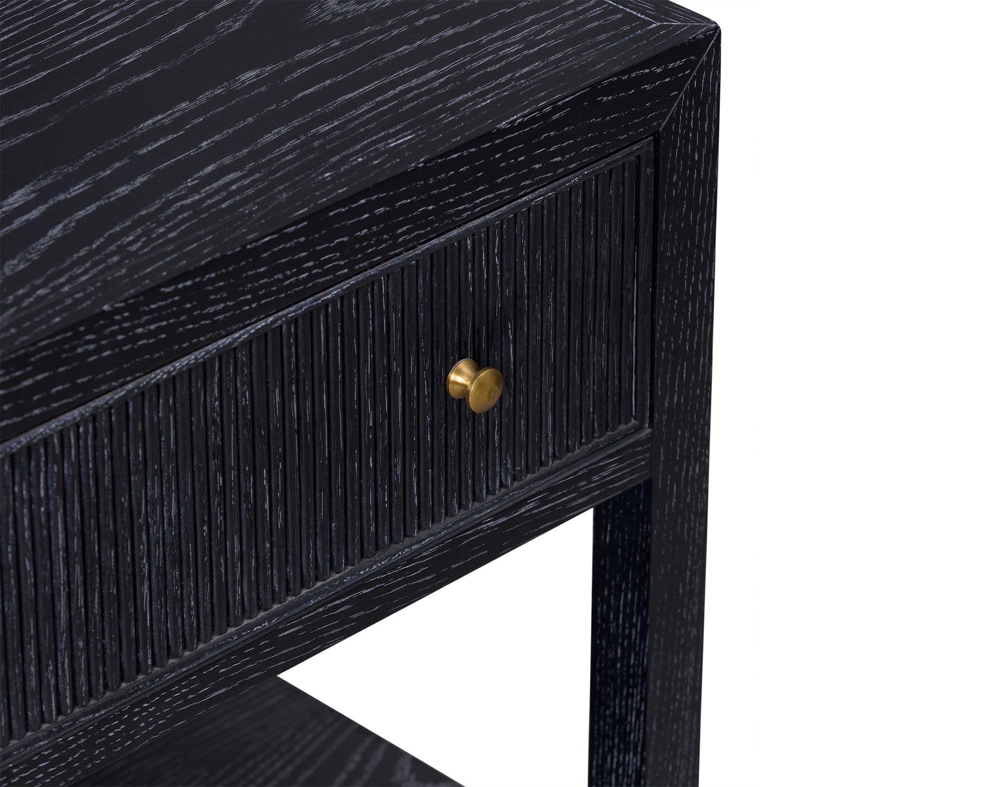 Toronto Bedside Table - Black Ceruse Oak and Brass
