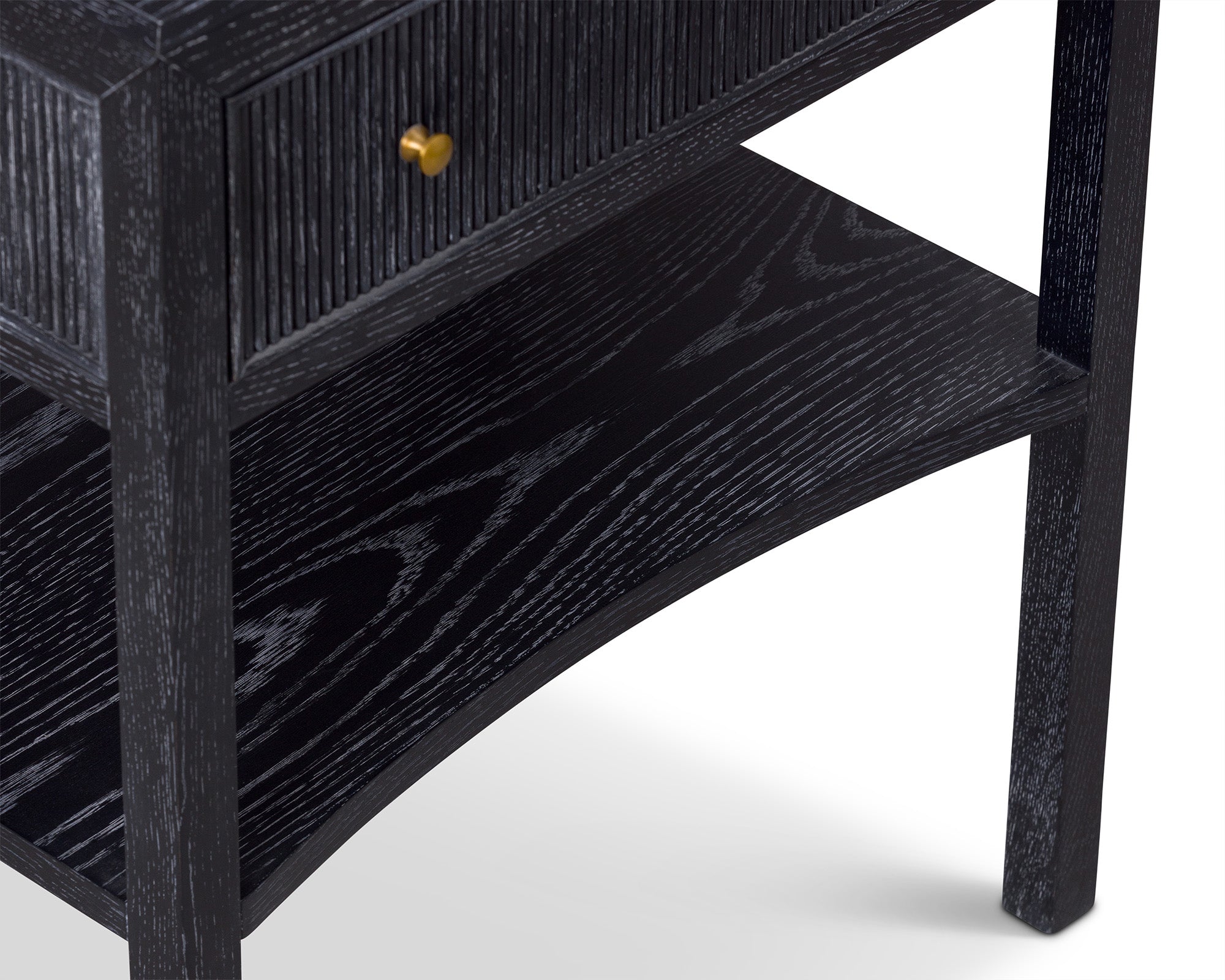 Toronto Bedside Table - Black Ceruse Oak and Brass