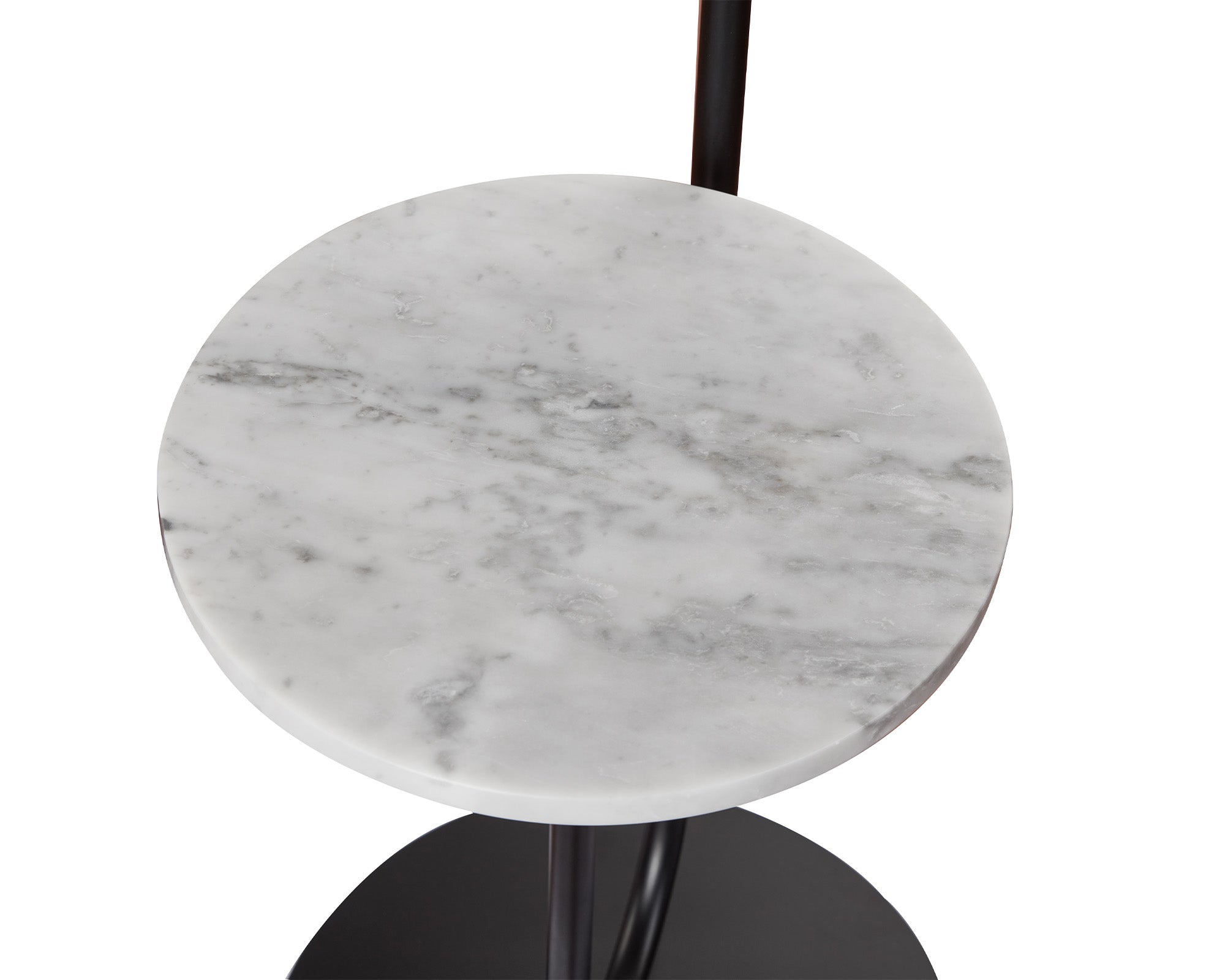 Edgar Floor Light - Carrara Marble, Black Metal and White Linen