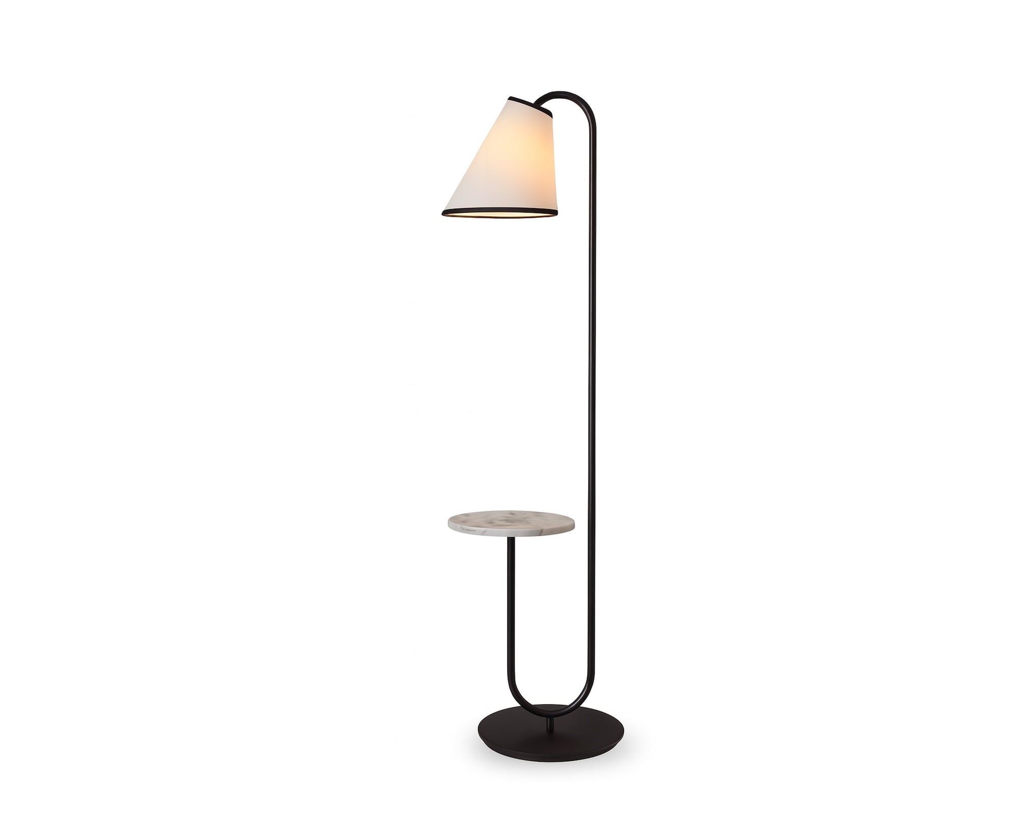 Edgar Floor Lamp - Carrara Marble and White Linen