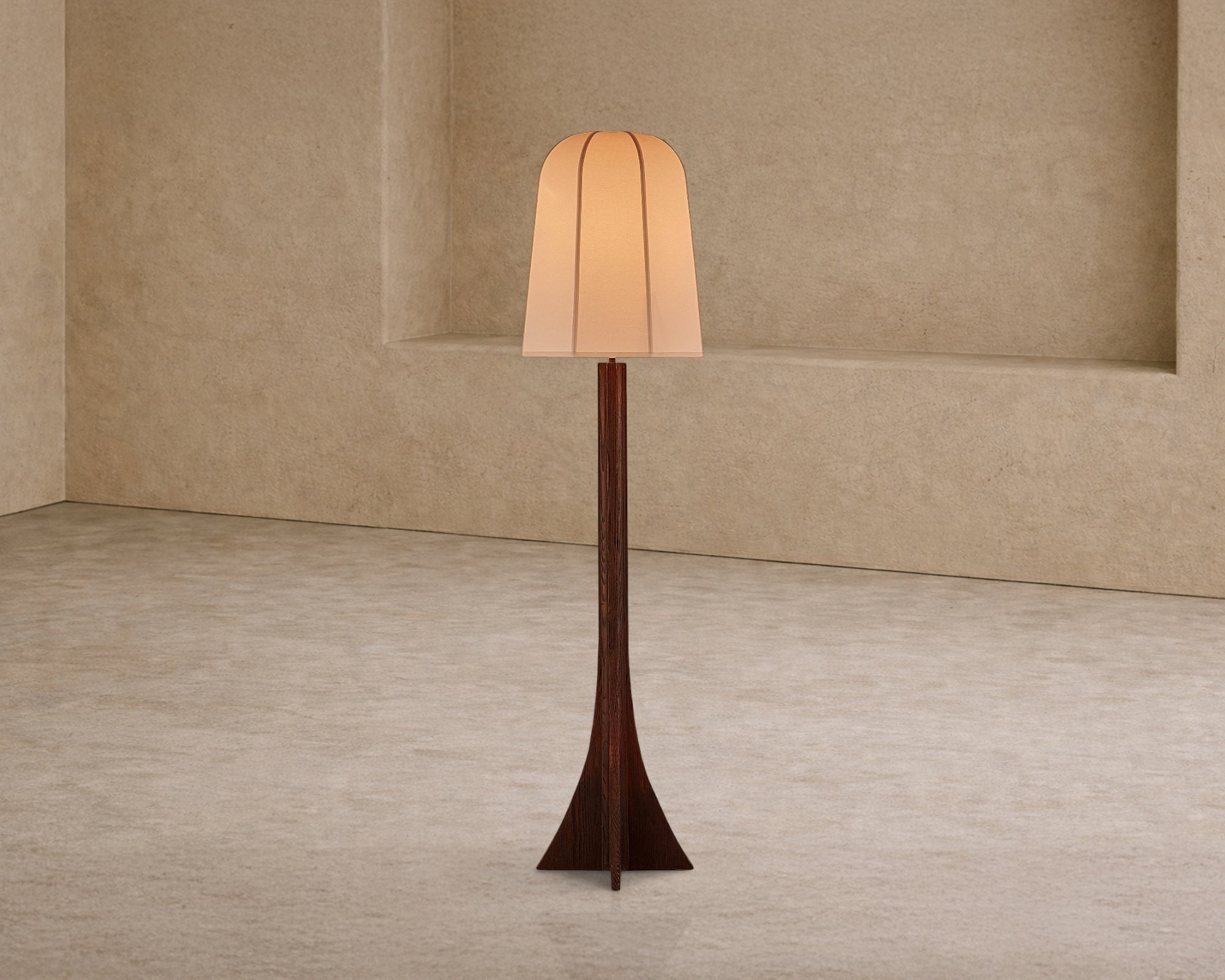 Axel Floor Lamp - Classic Brown Ash/White Linen