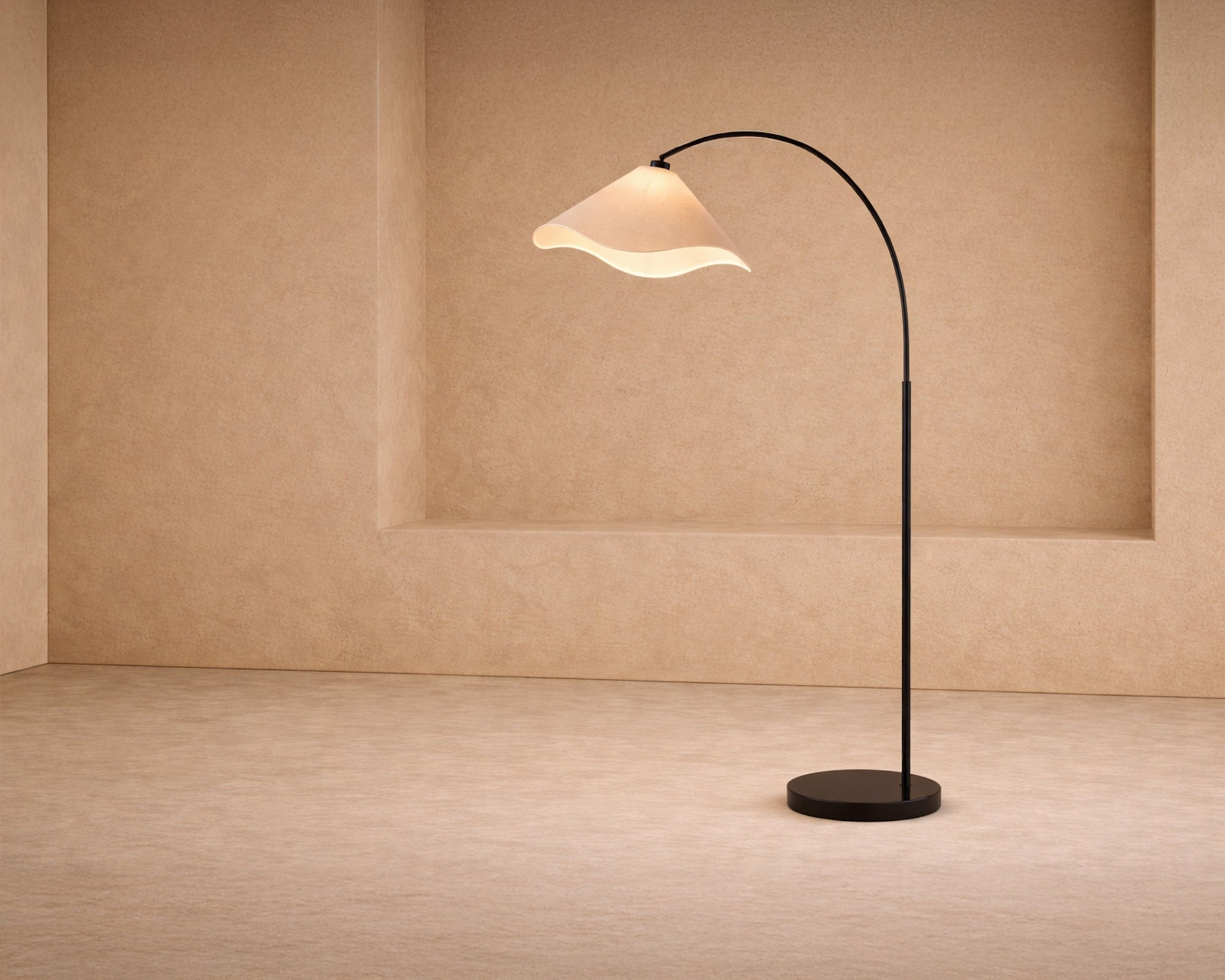 Blossom Floor Lamp - Matt Black and Beige Liene Shade