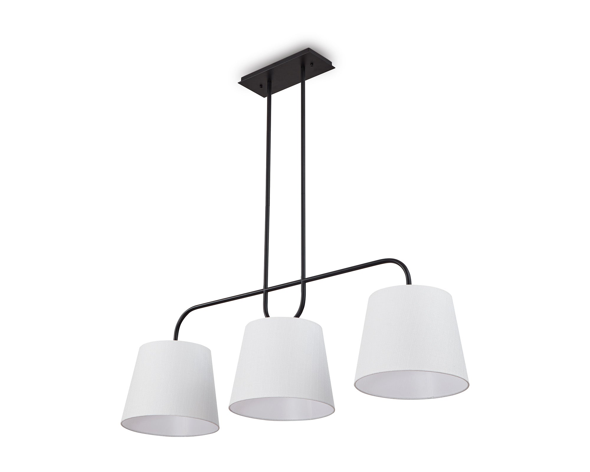 De Voir Pendant Lamp - Black Metal and White Linen