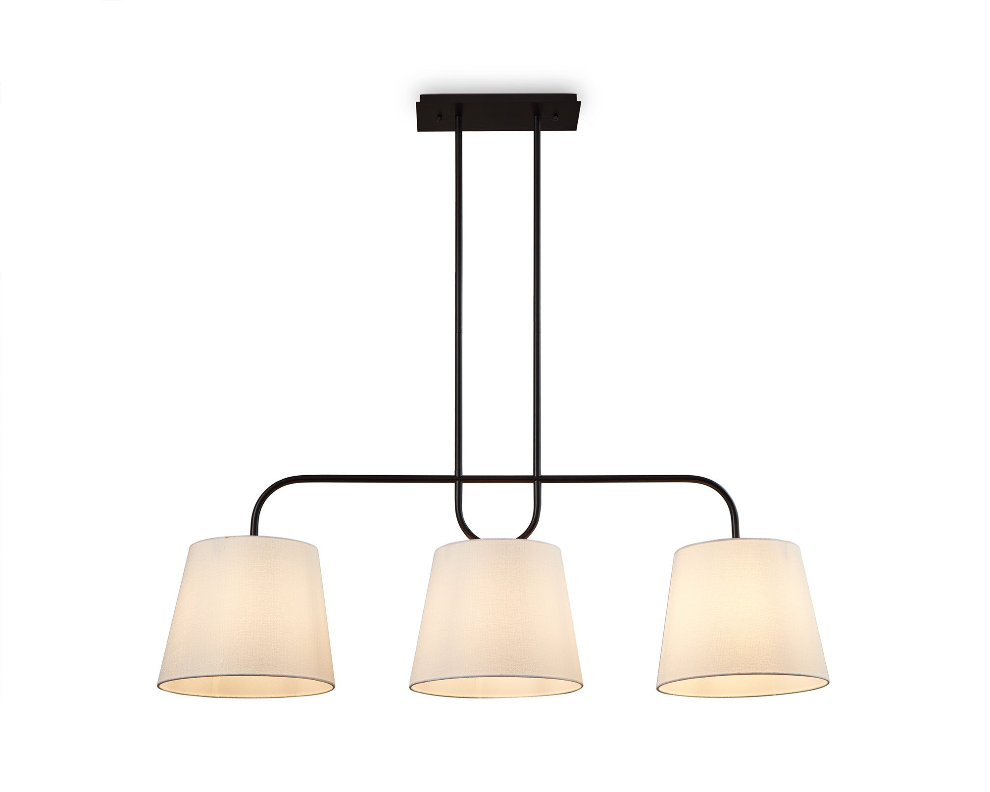 De Voir Pendant Lamp - Black Metal and White Linen