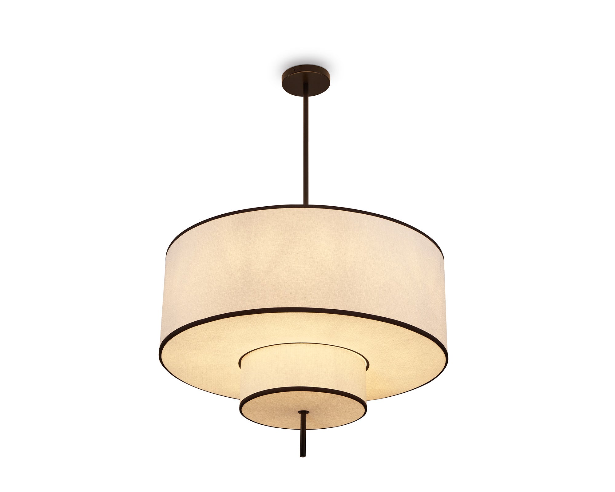 Aris Pendant Lamp - Black Metal and White Linen