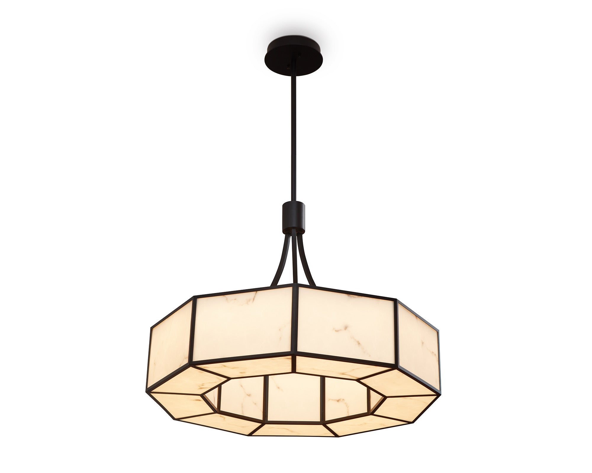 Allen Pendant Lamp - Alabaster and Black Metal