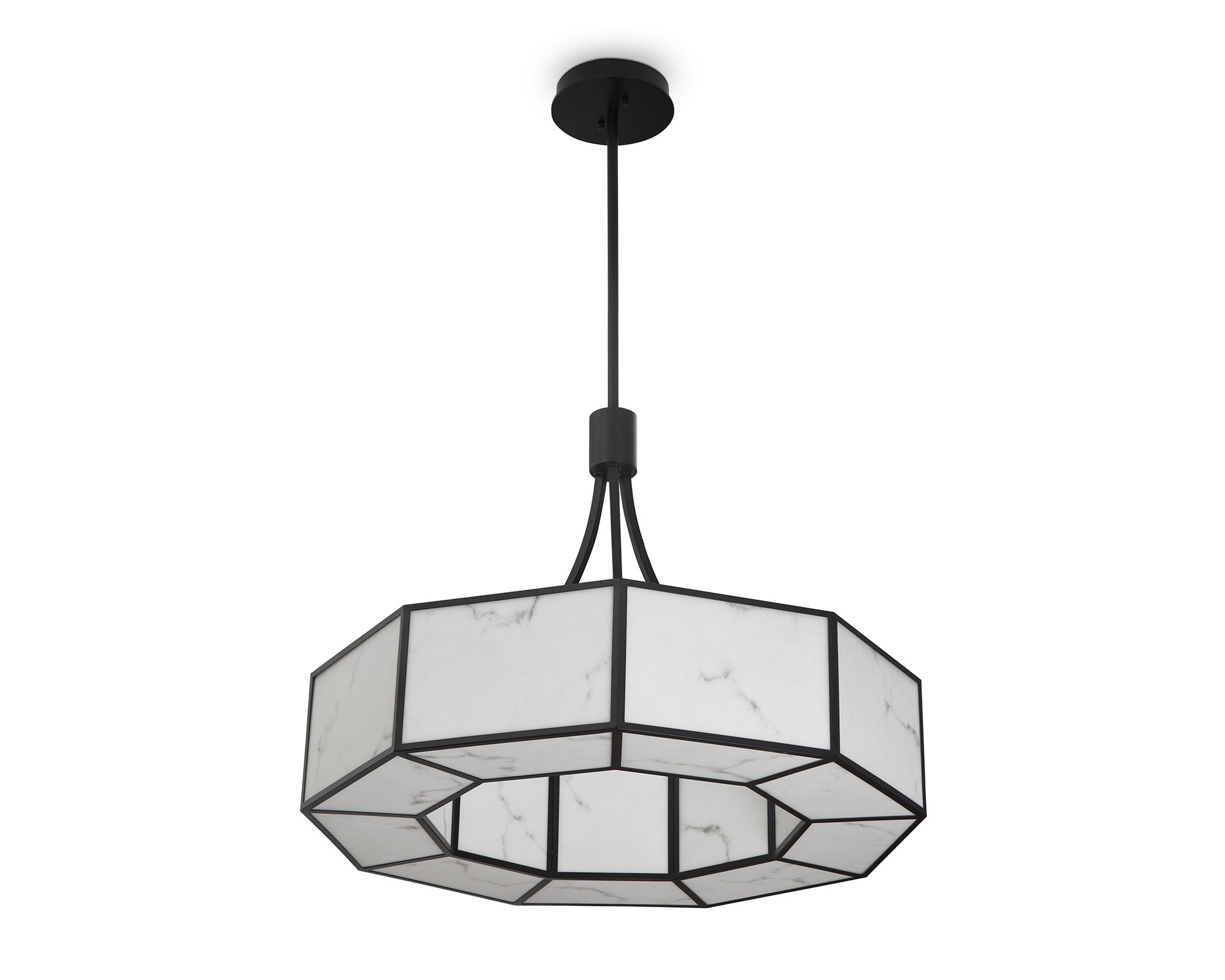 Allen Pendant Lamp - Alabaster and Black Metal