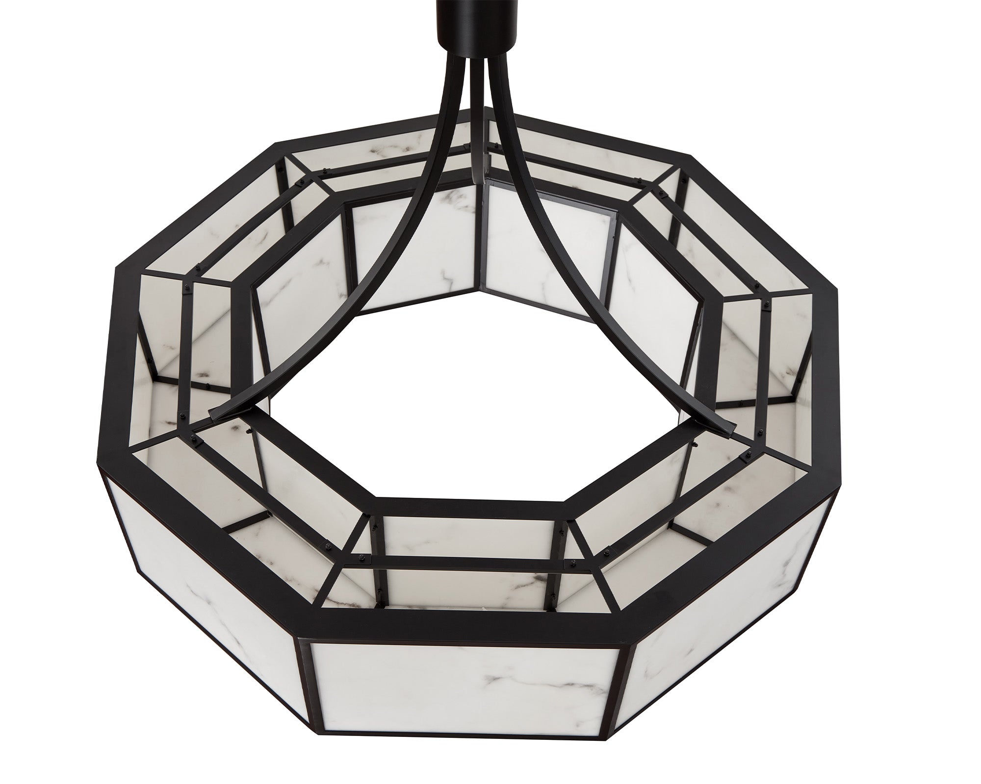 Allen Pendant Lamp - Alabaster and Black Metal