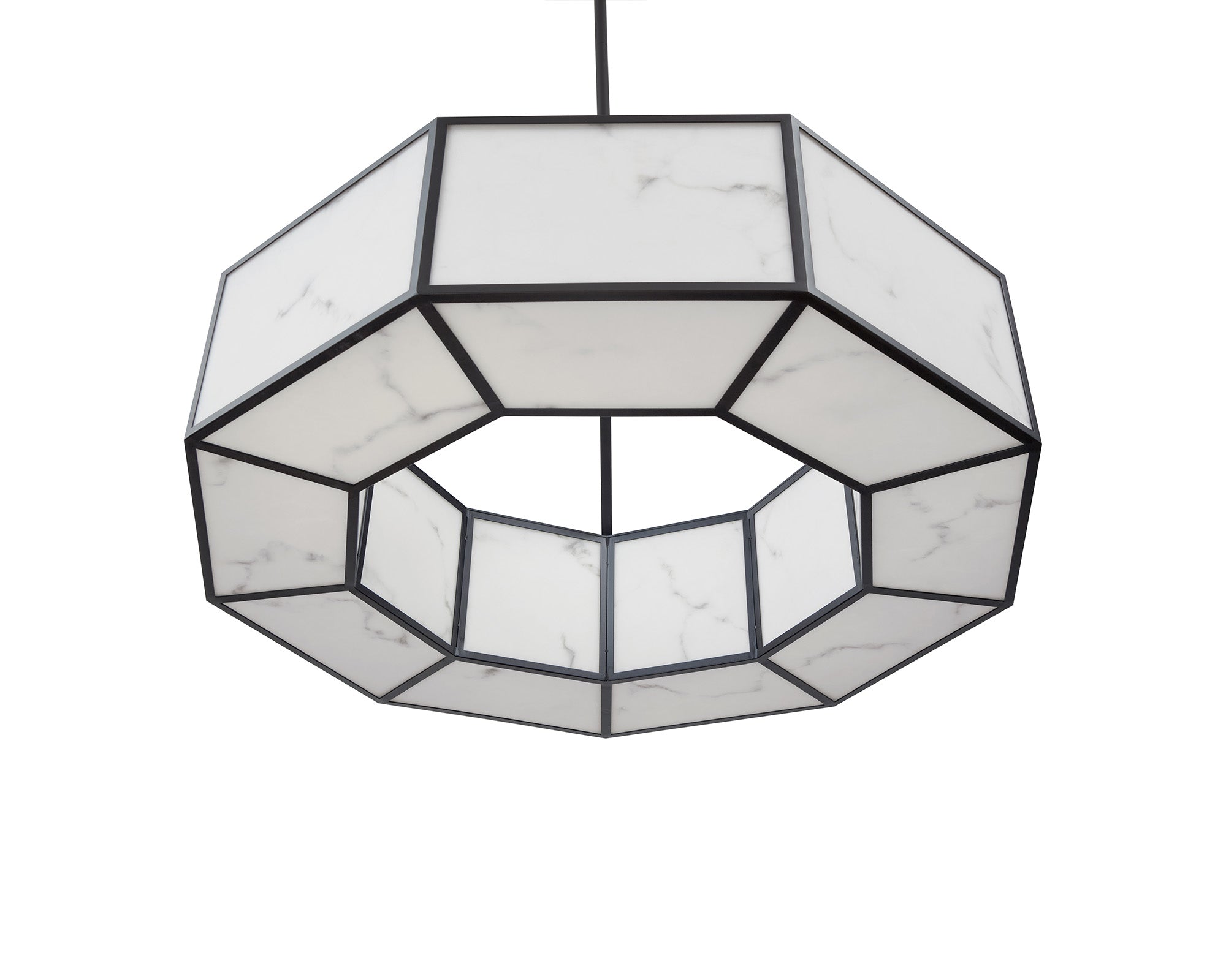 Allen Pendant Lamp - Alabaster and Black Metal