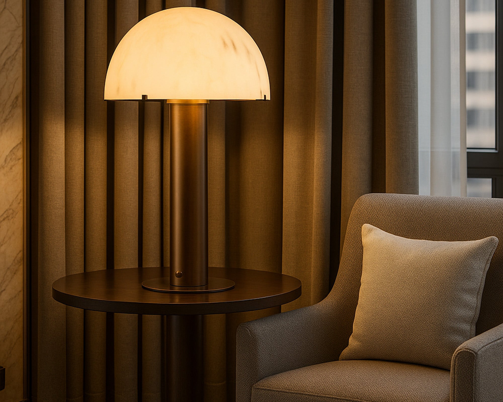 Aston Table Lamp - Alabaster and Antique Brass