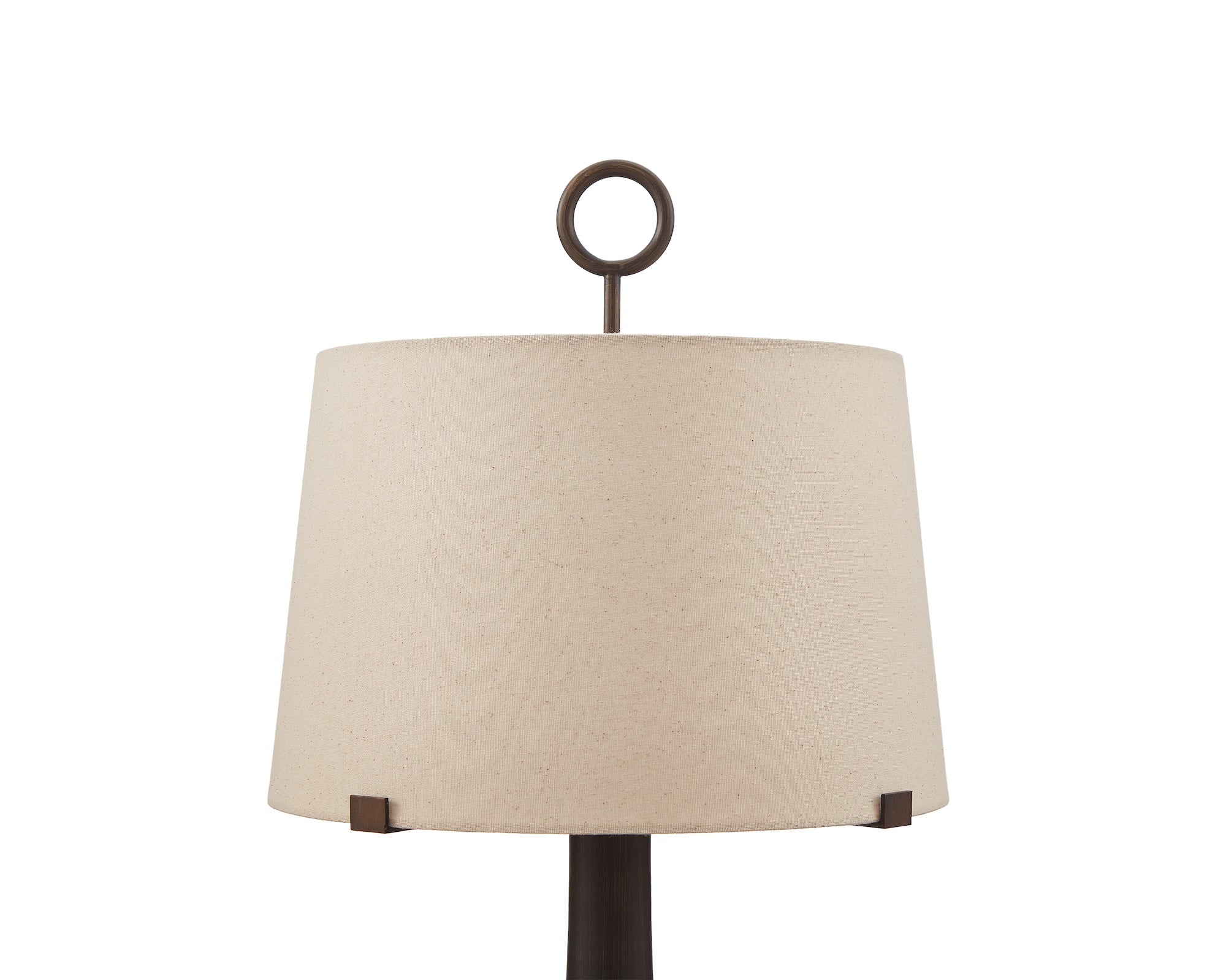 Leila Table Lamp - Antique Hairline Bronze/Off White Linen Shade