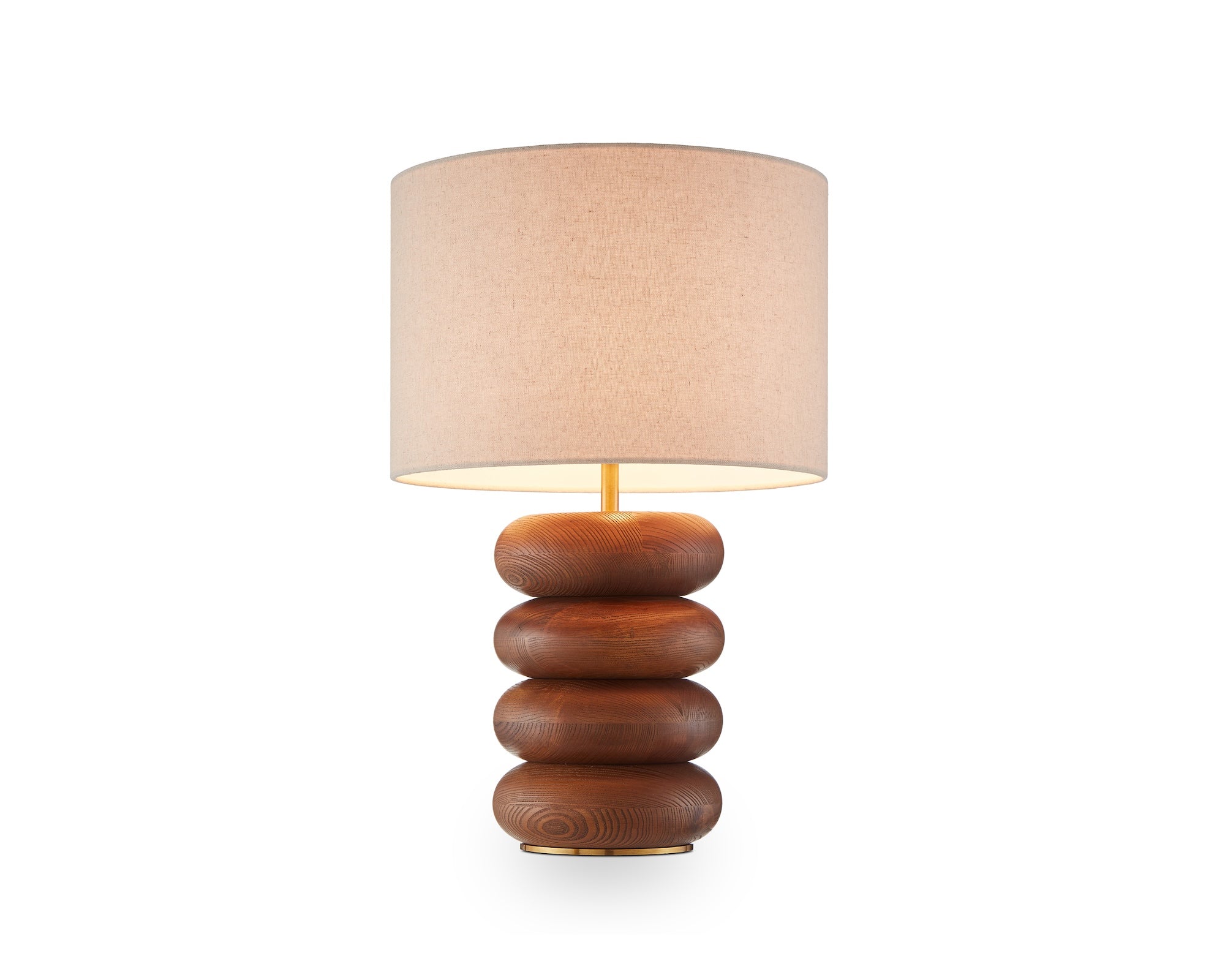 Dalt Table Lamp - Mid Brown Oak and Beige Linen Shade