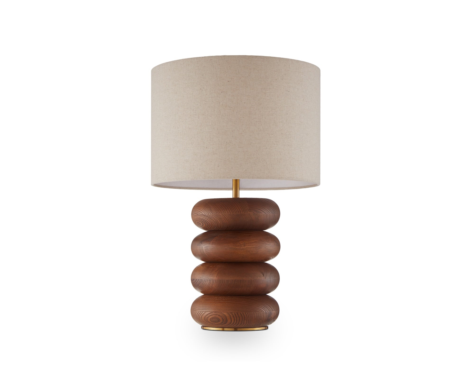 Dalt Table Lamp - Mid Brown Oak and Beige Linen Shade