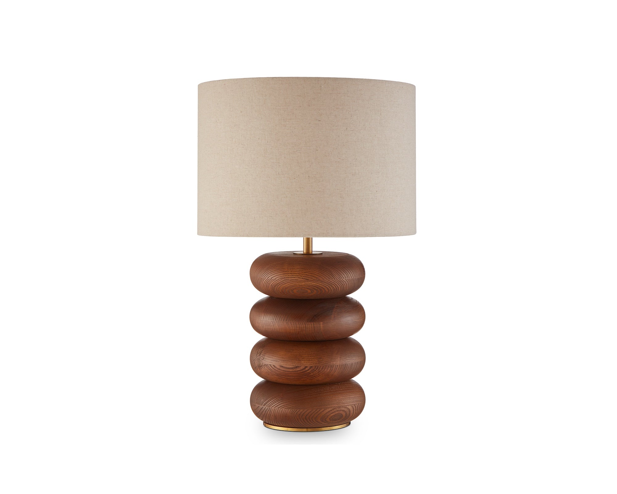 Dalt Table Lamp - Mid Brown Oak and Beige Linen Shade