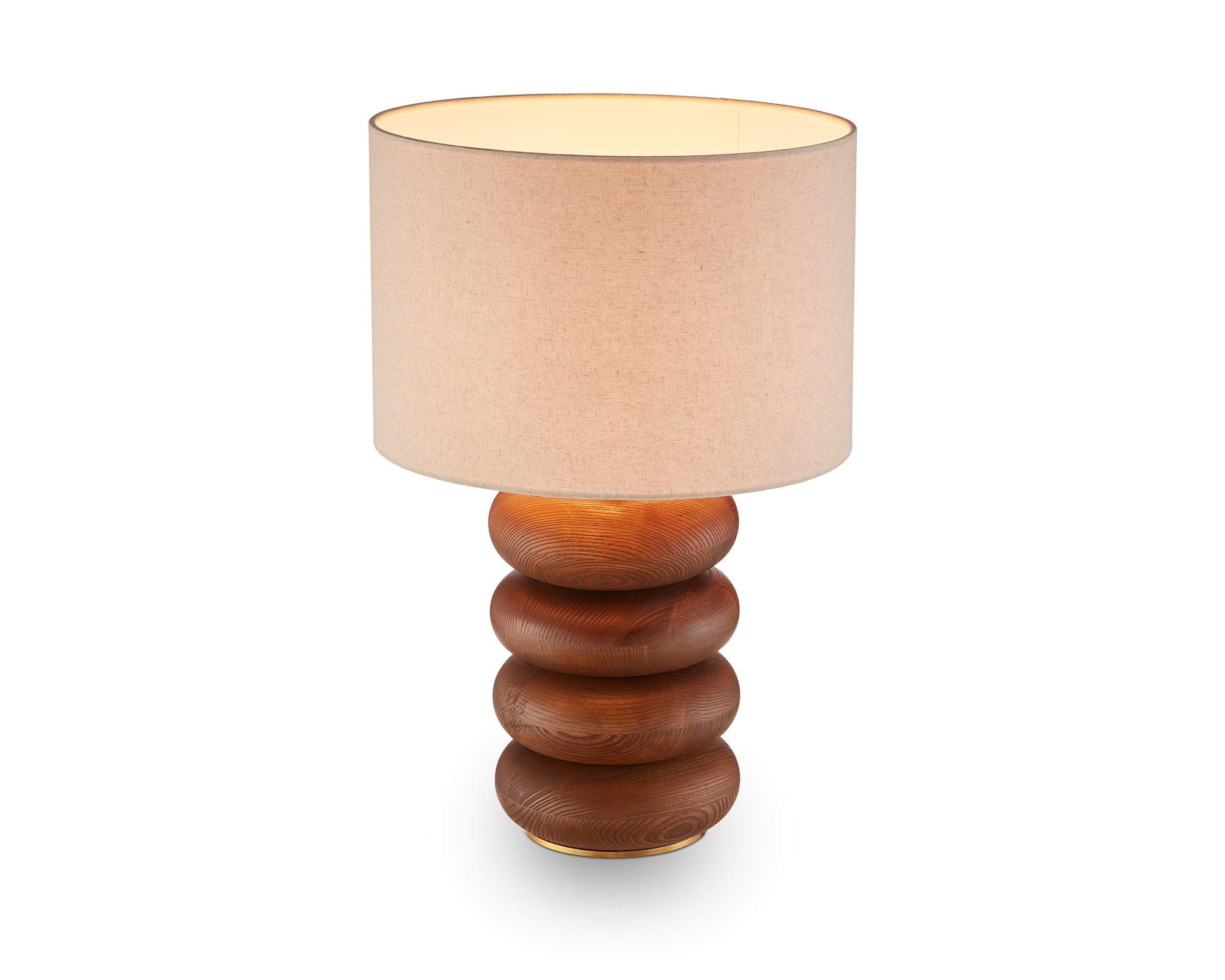 Dalt Table Lamp - Mid Brown Oak and Beige Linen Shade