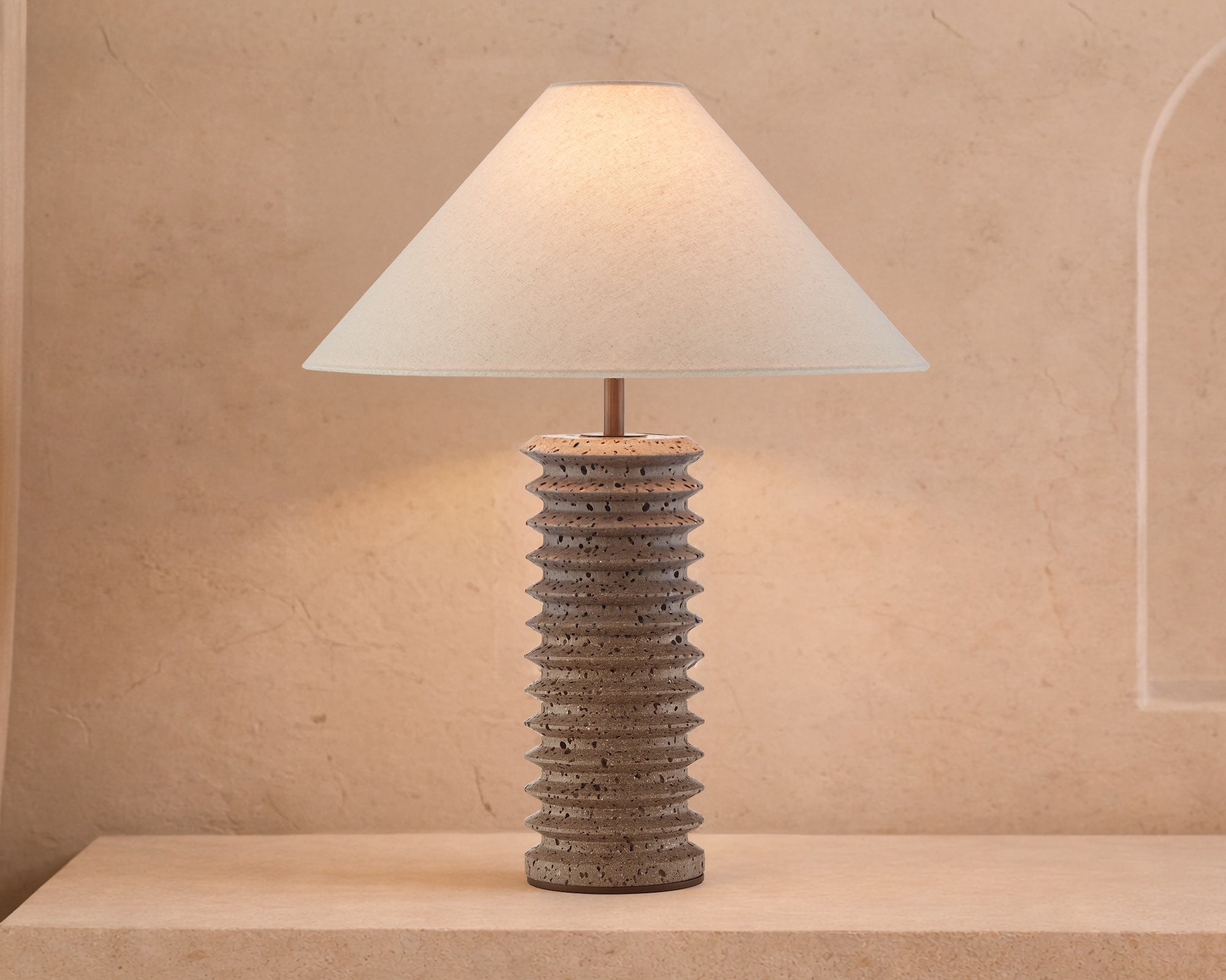 Carson Table Lamp - Black Travertine & Antique Bronze