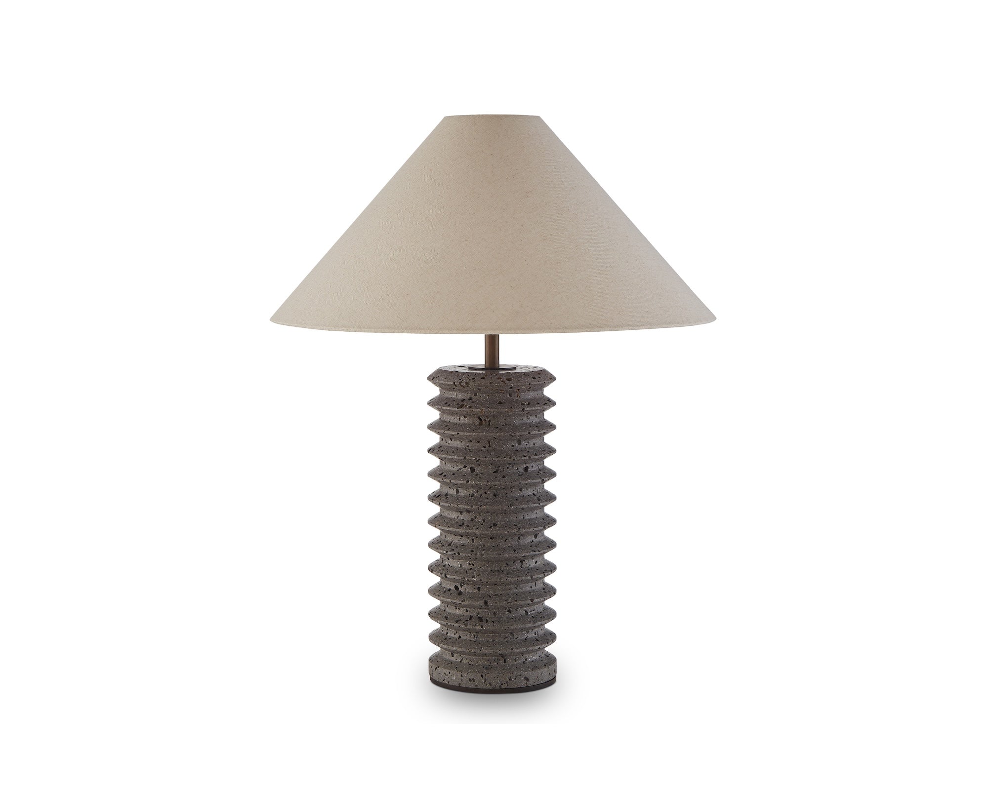 Carson Table Lamp - Black Travertine & Antique Bronze