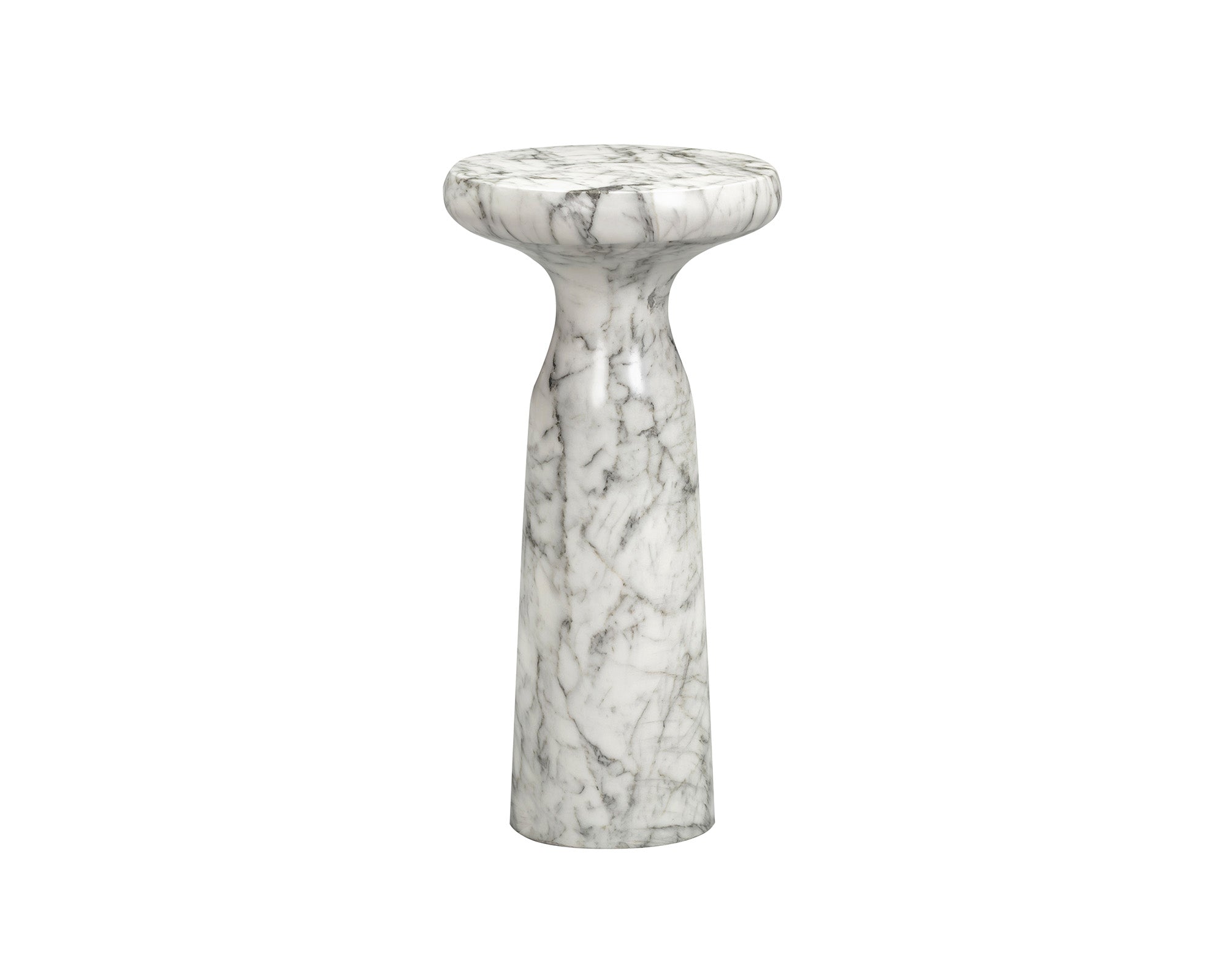 Akali Side Table Large - Carrara White Marble Effect