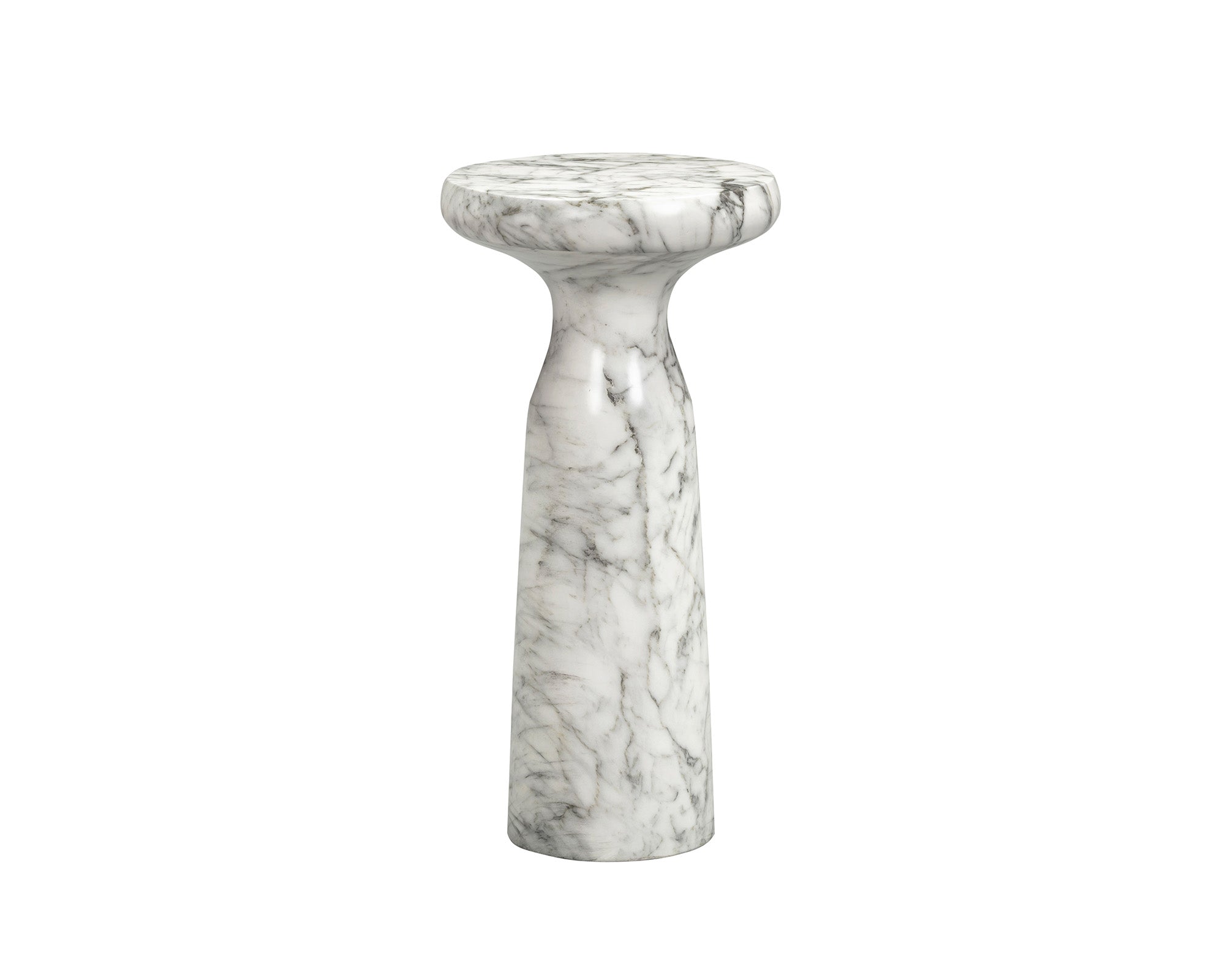Akali Side Table Large - Carrara White Marble Effect