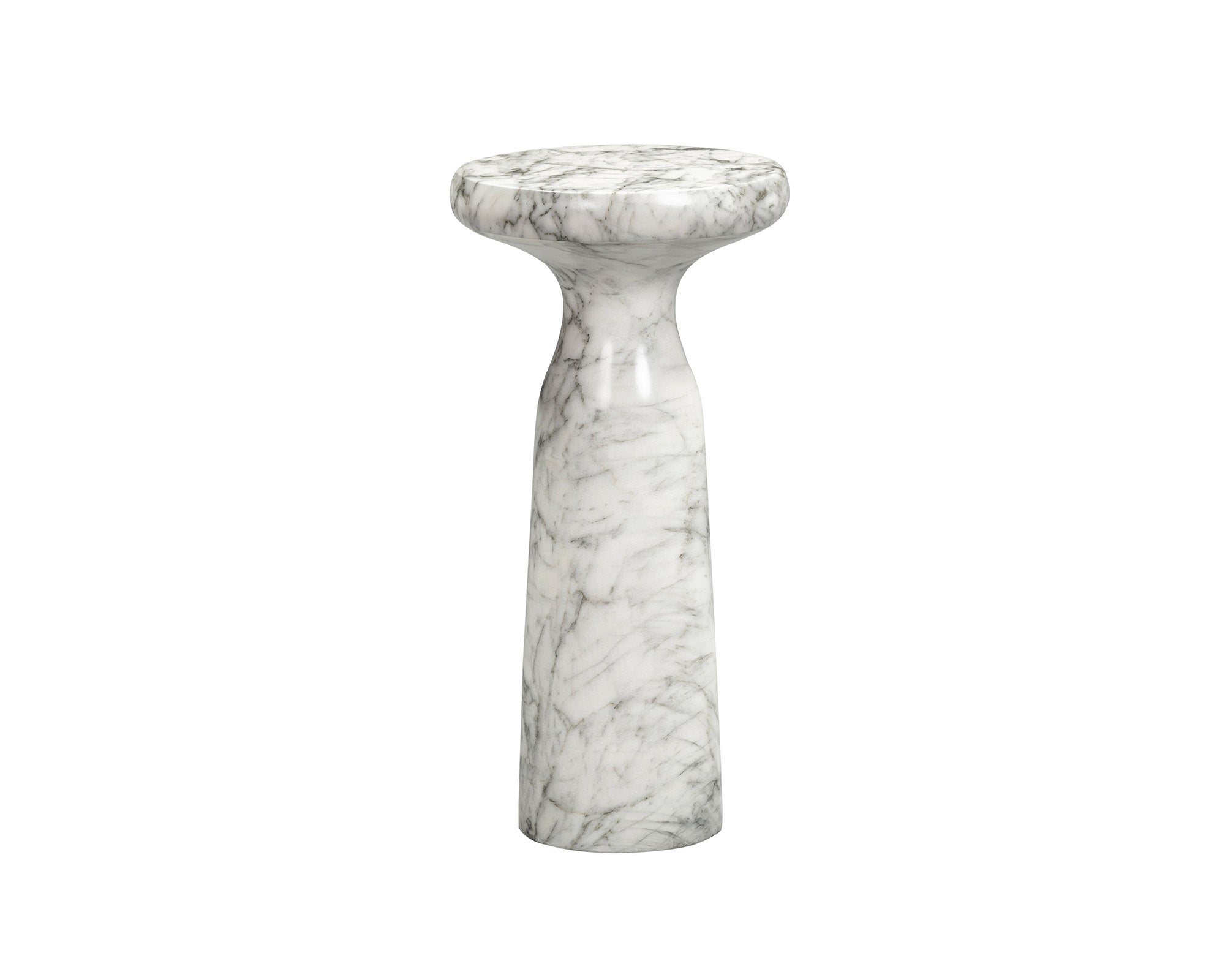 Akali Side Table Large - Carrara White Marble Effect