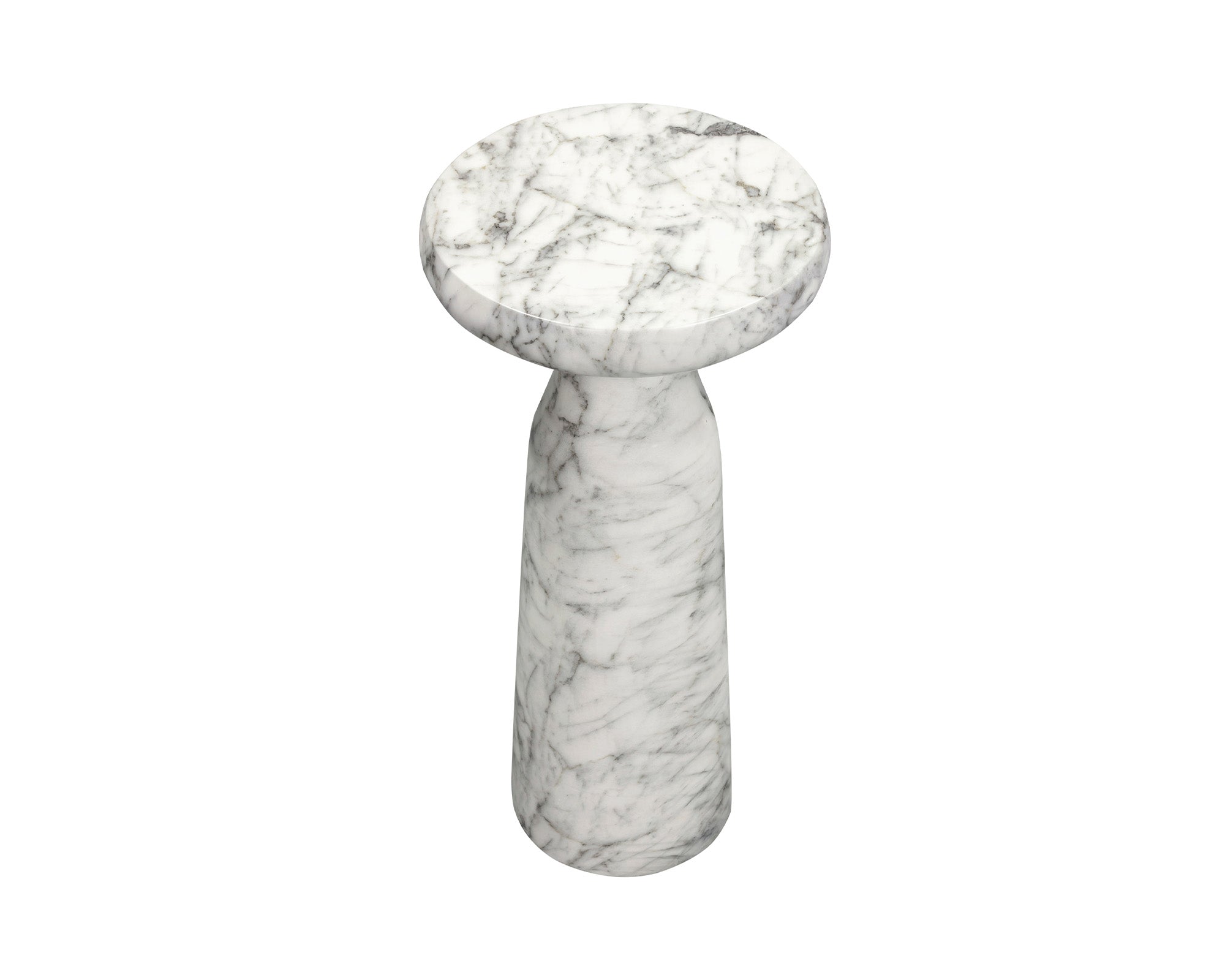 Akali Side Table Large - Carrara White Marble Effect