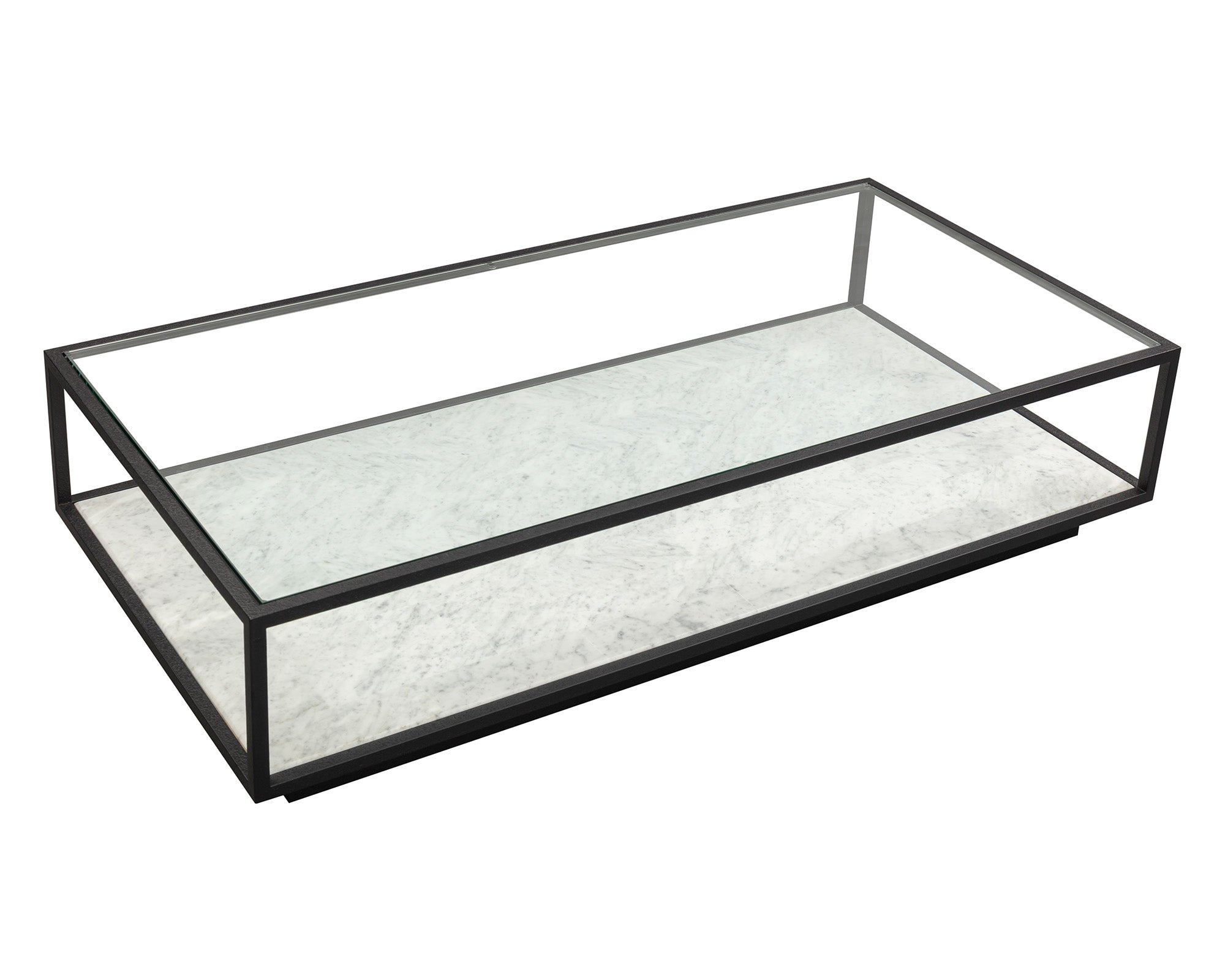 Belmon Coffee Table - Carrara Marble and Black Textured Metal