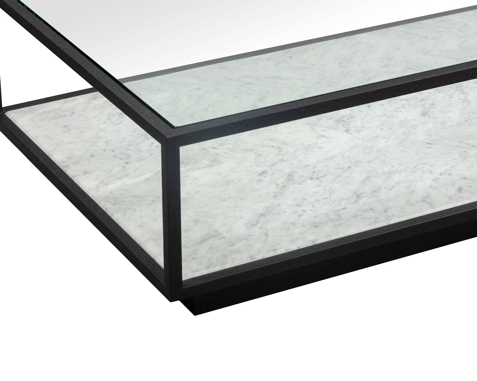 Belmon Coffee Table - Carrara Marble and Black Textured Metal