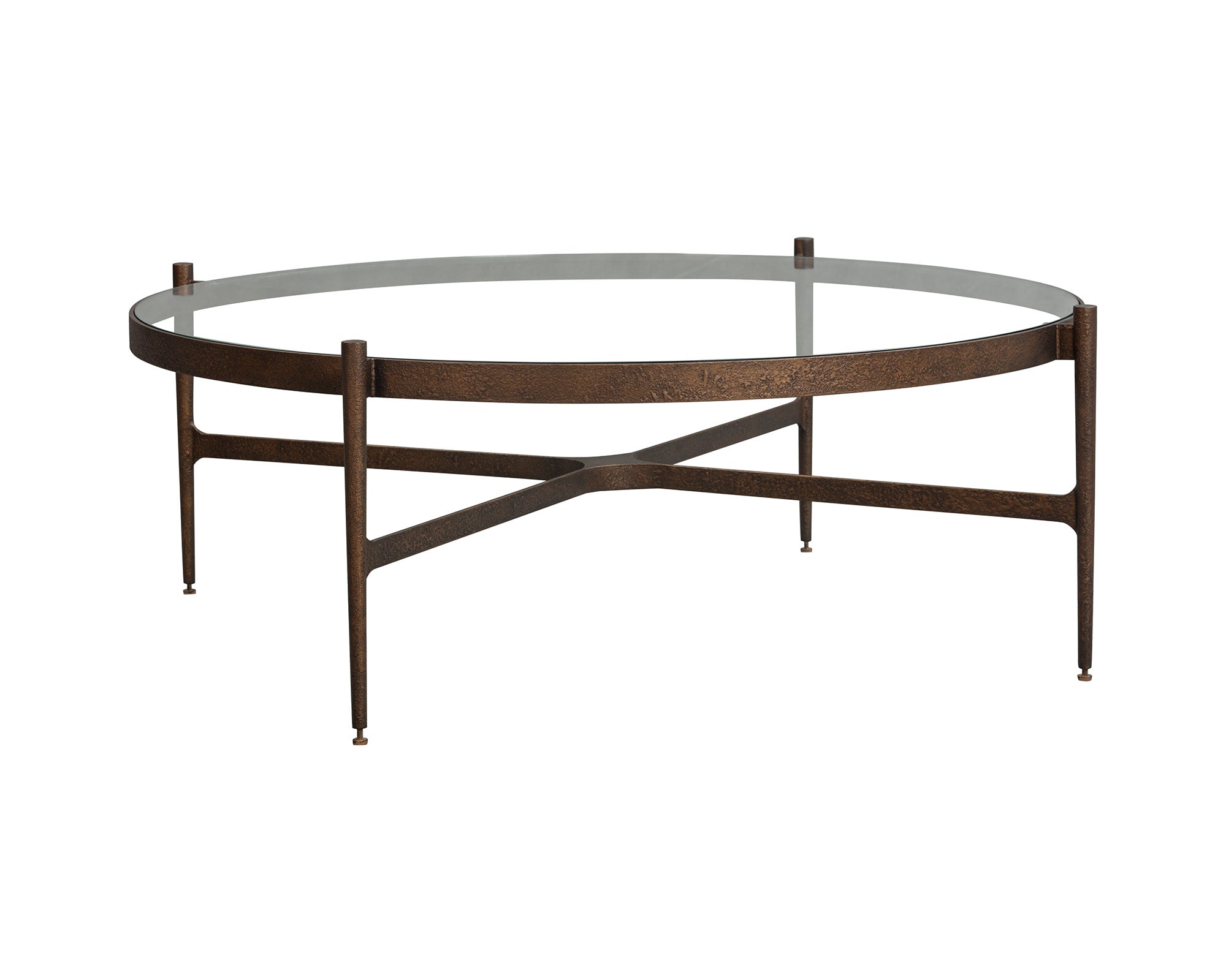 Soho Coffee Table - Antique Brass and Clear Glass