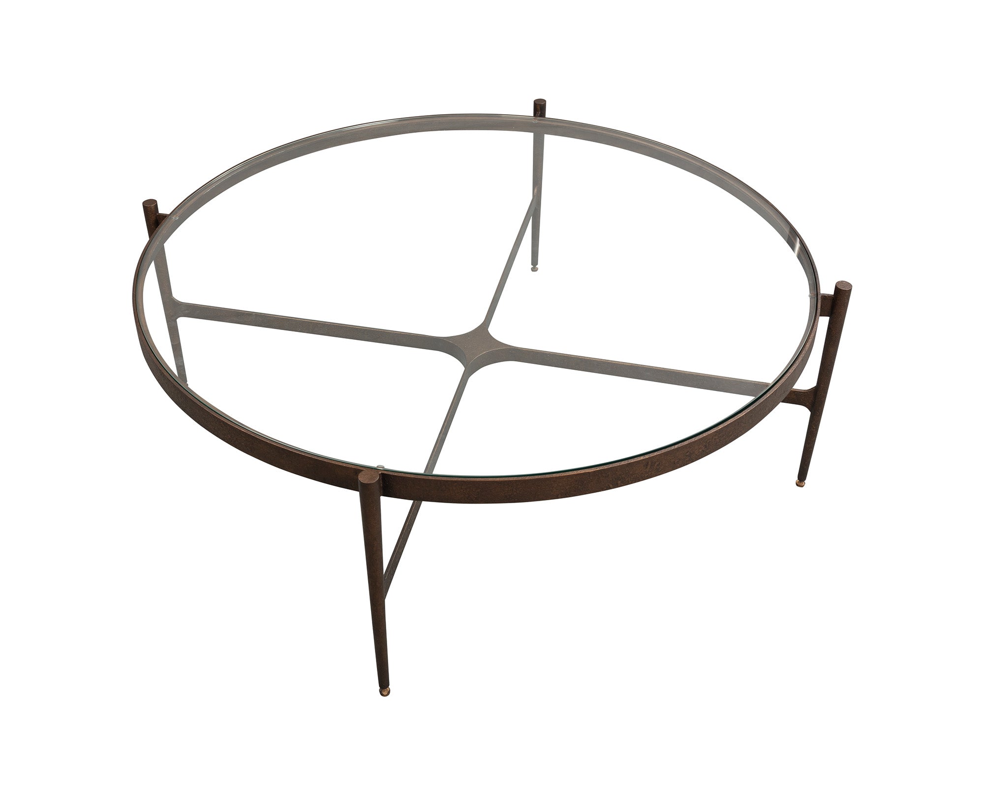 Soho Coffee Table - Antique Brass and Clear Glass