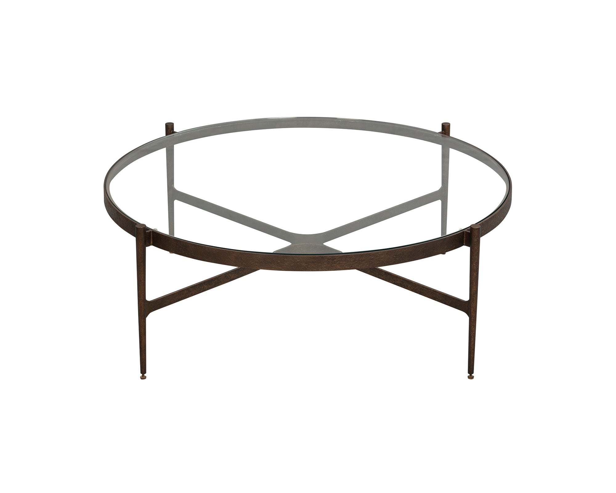 Soho Coffee Table - Antique Brass and Clear Glass