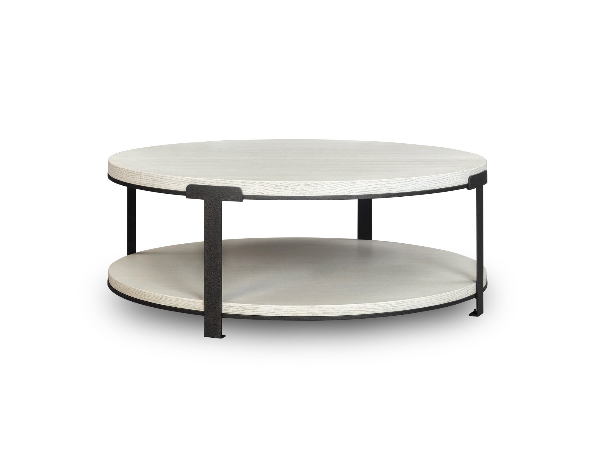 Alcana Coffee Table - Cloud Stained Oak and Black Textured Metal