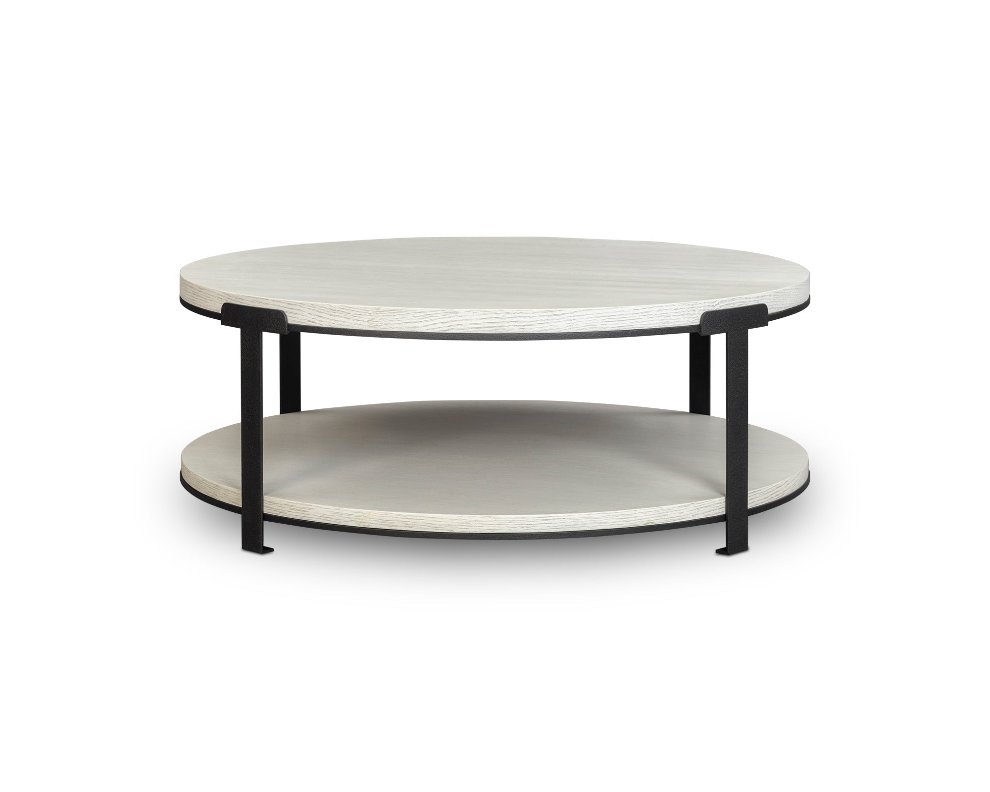Alcana Coffee Table - Cloud Stained Oak and Black Textured Metal