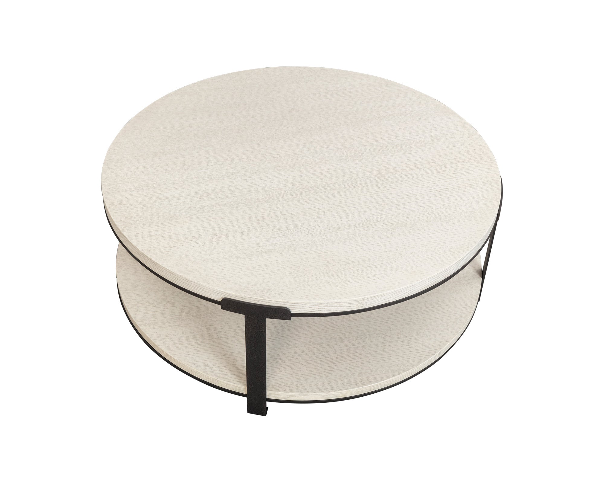 Alcana Coffee Table - Cloud Stained Oak and Black Textured Metal