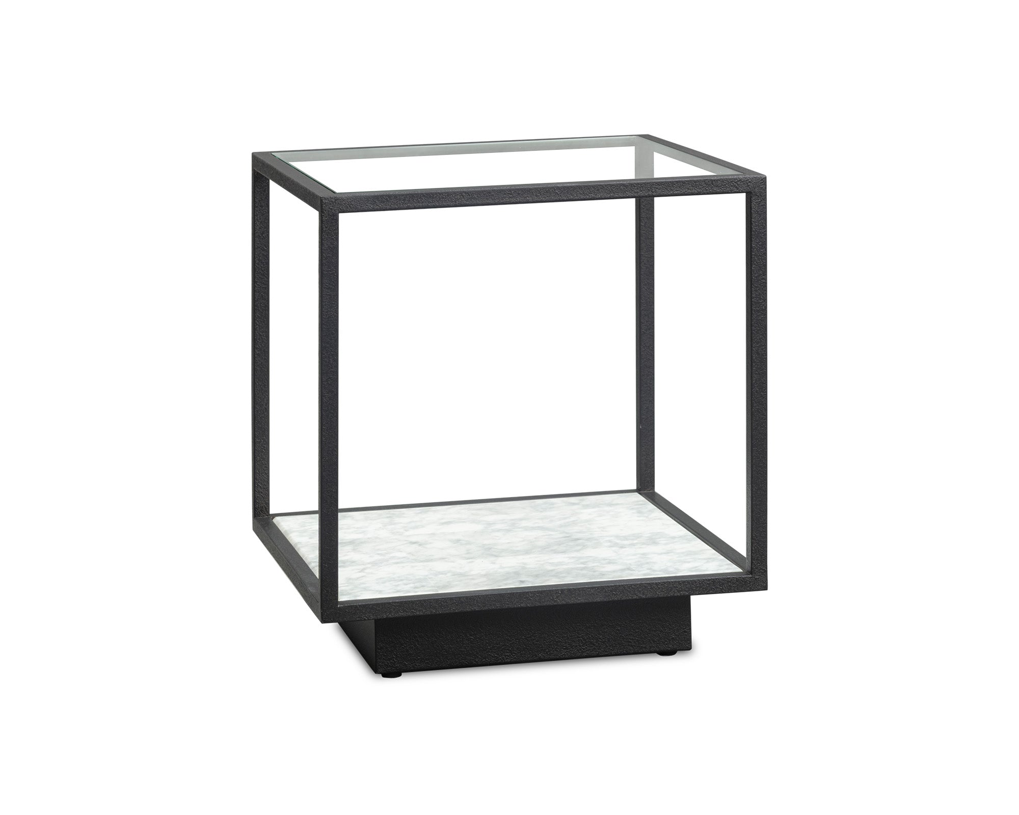 Belmon Side Table - Carrara Marble and Black Textured Metal