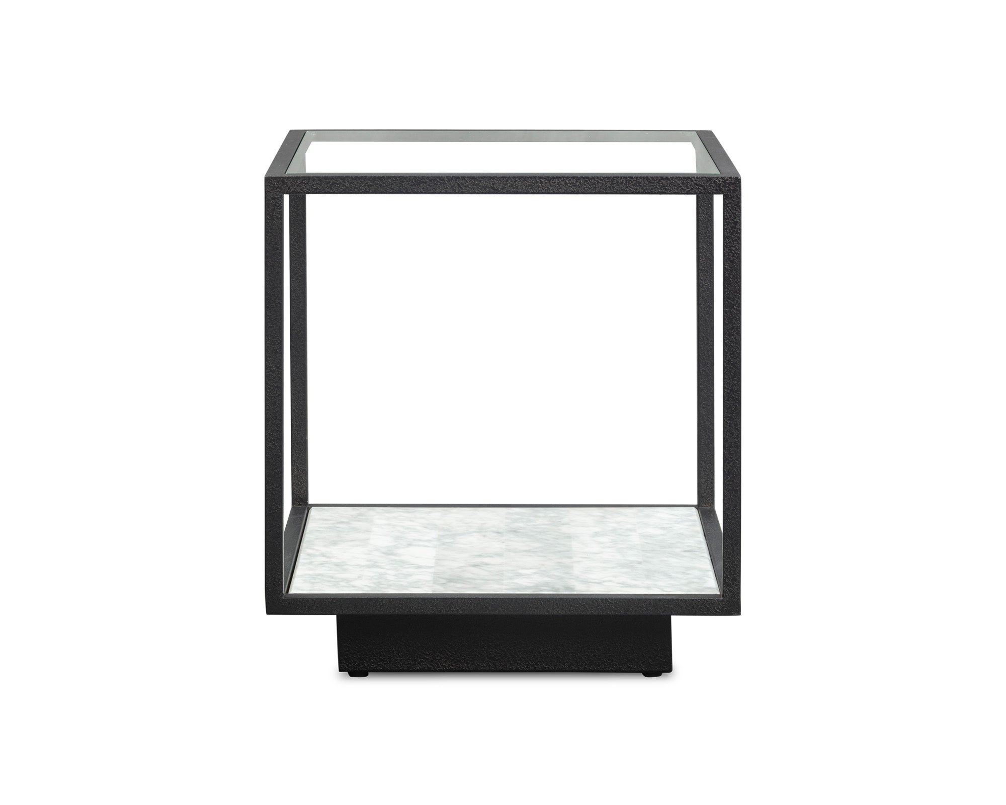 Belmon Side Table - Carrara Marble and Black Textured Metal