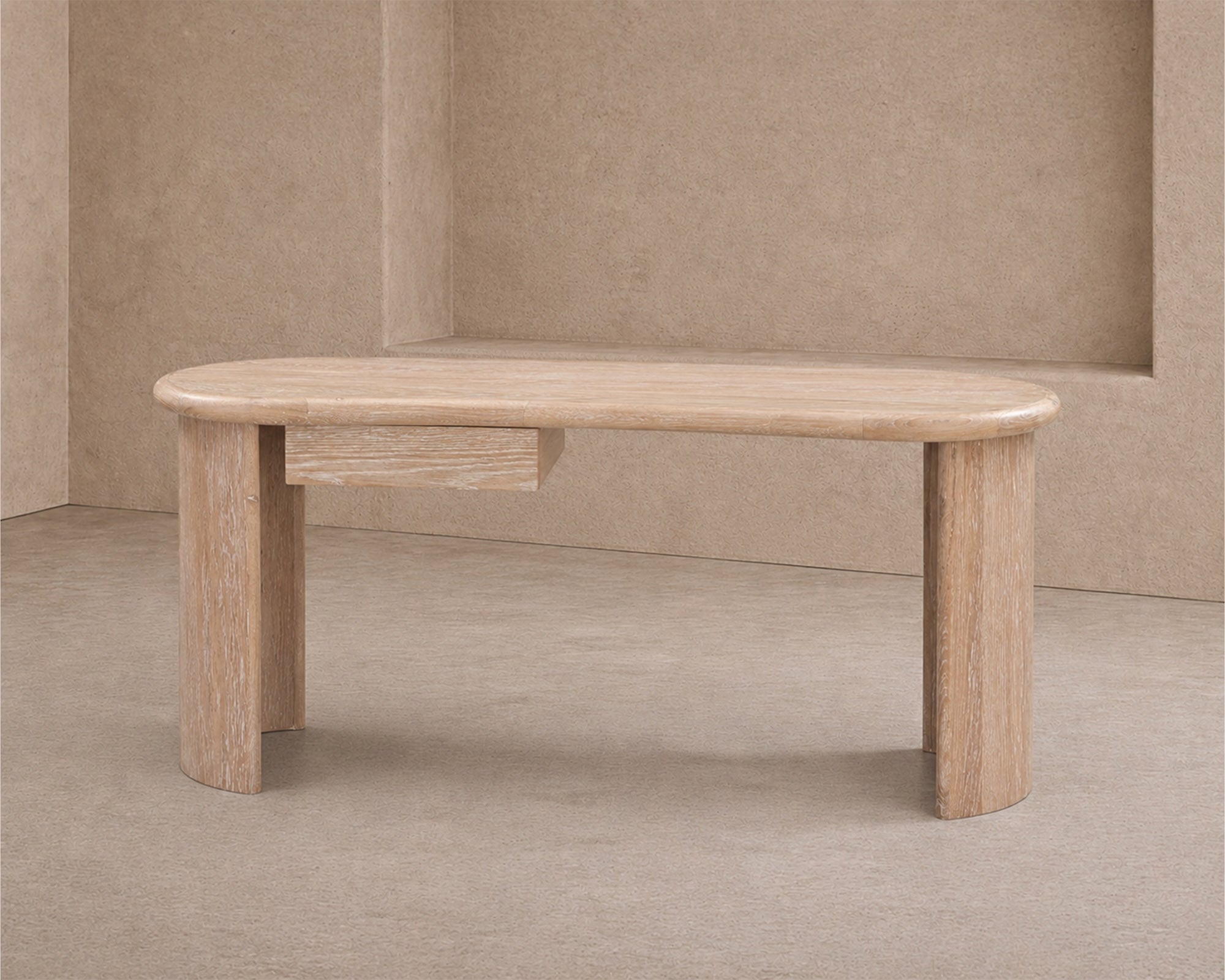 Lluna Desk - Brushed Natural American White Oak