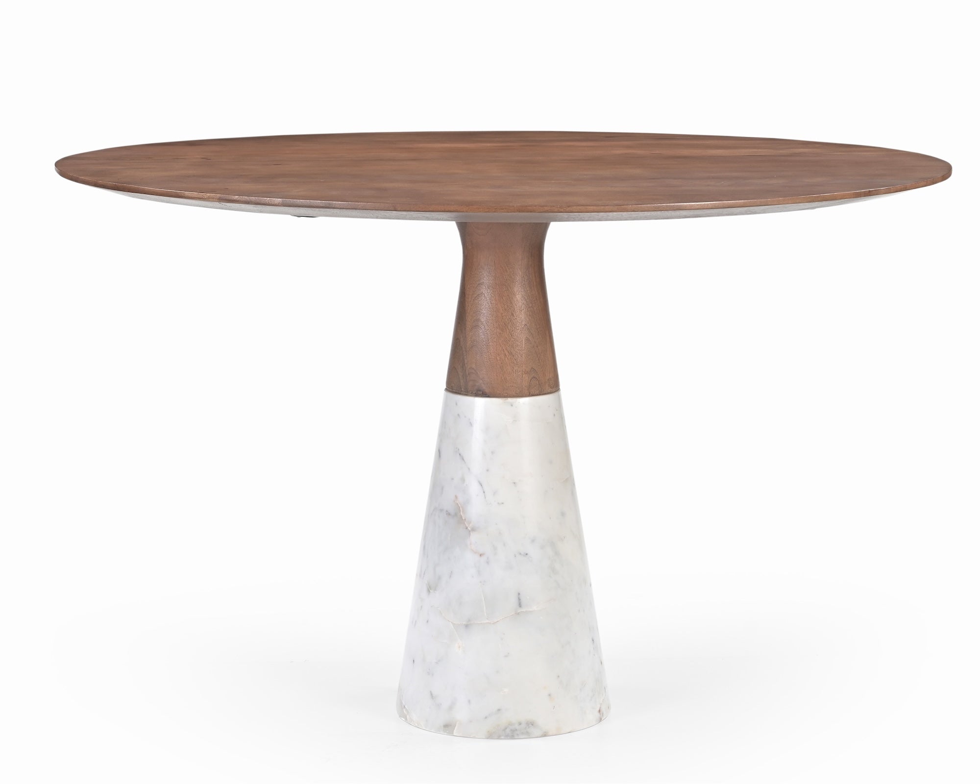 Annie Dining Table - Brushed Mid-brown Wood & Natural White Marble